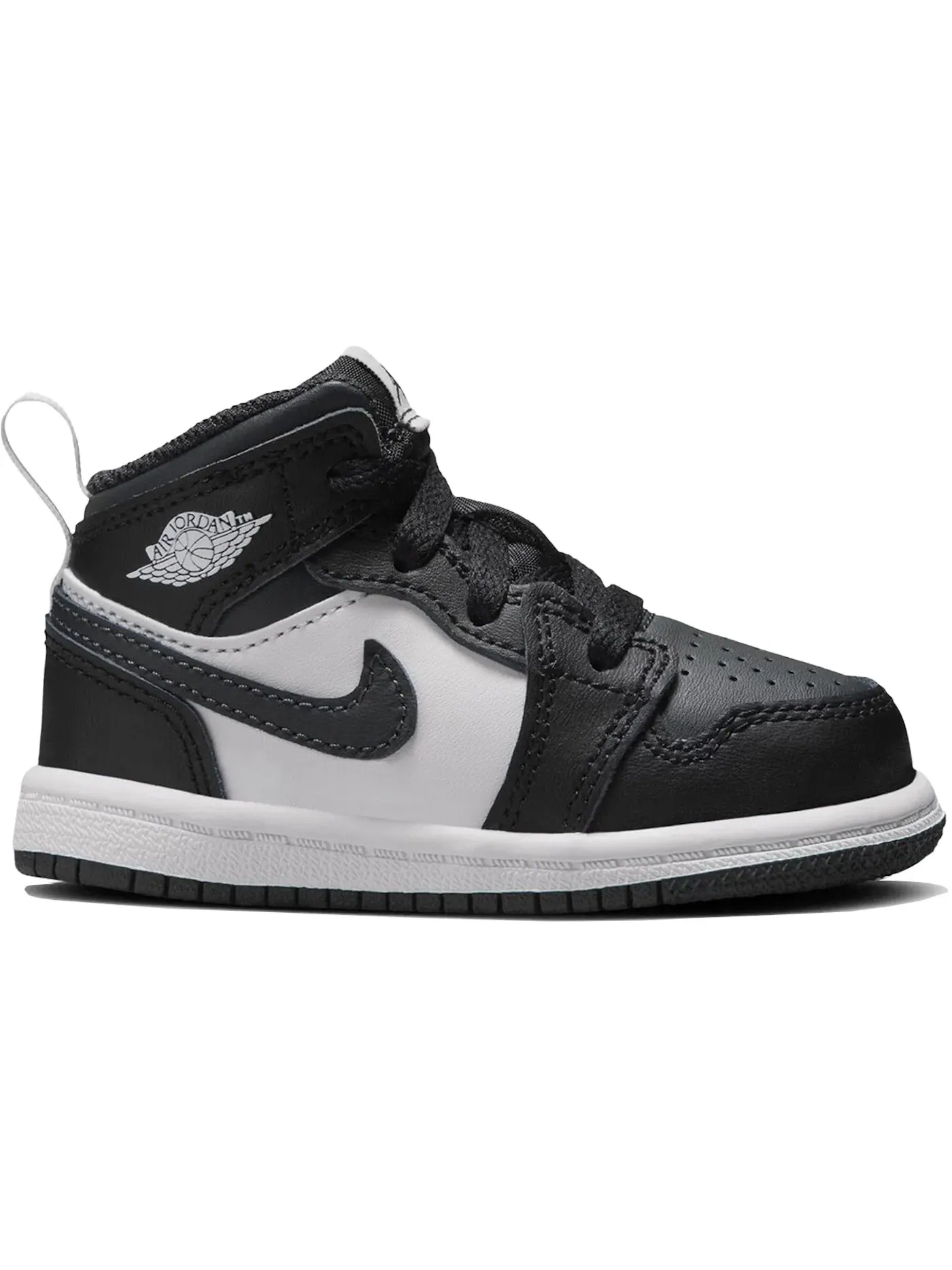 Детские кроссовки с длинным шнурком Jordan 1 Mid Jordan — изображение 1 из 1, черный/белый/черный