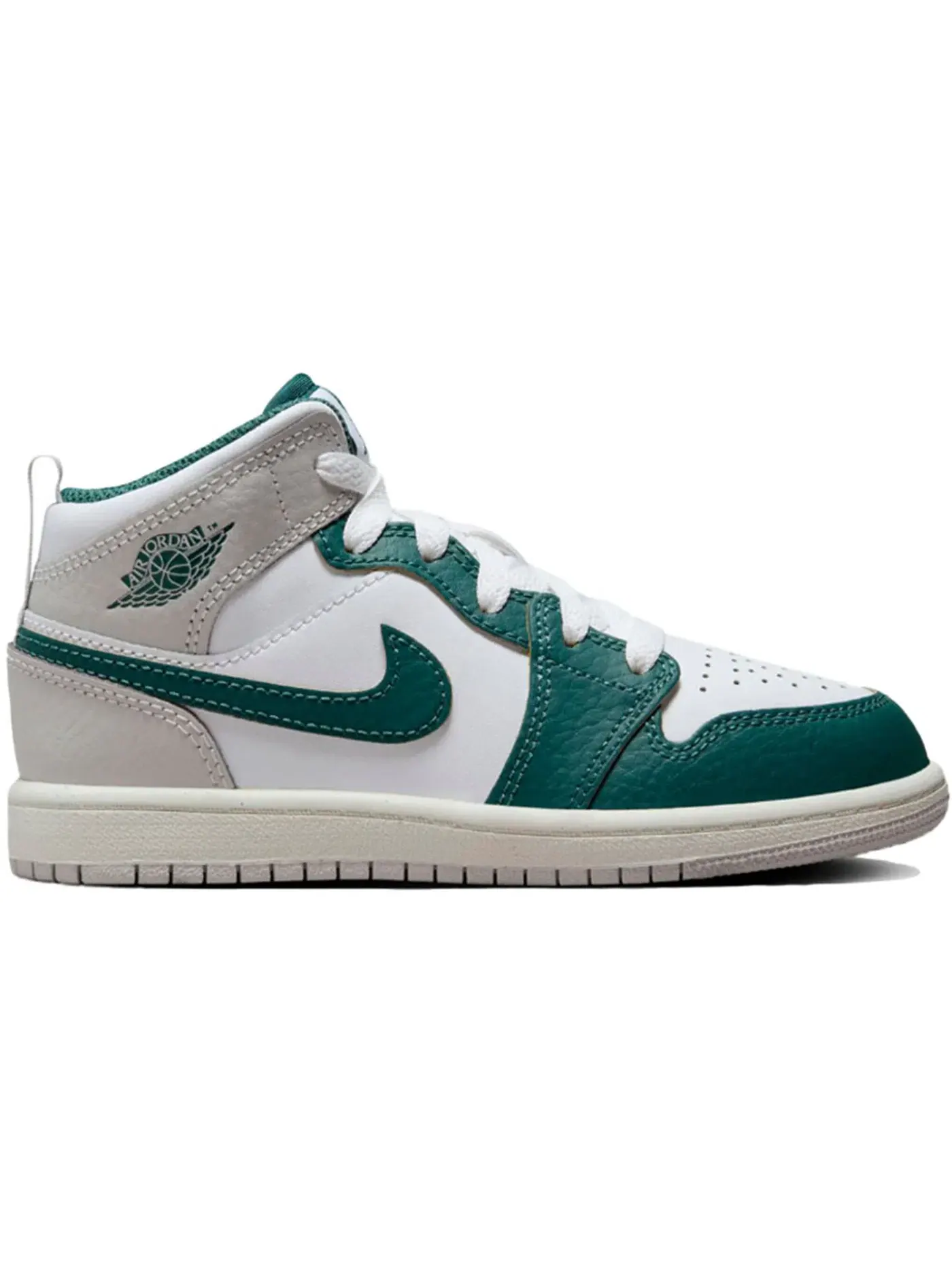 Детские кроссовки с высоким берцем Jordan 1 Mid Jordan — изображение 1 из 1, белый//серый/зеленый
