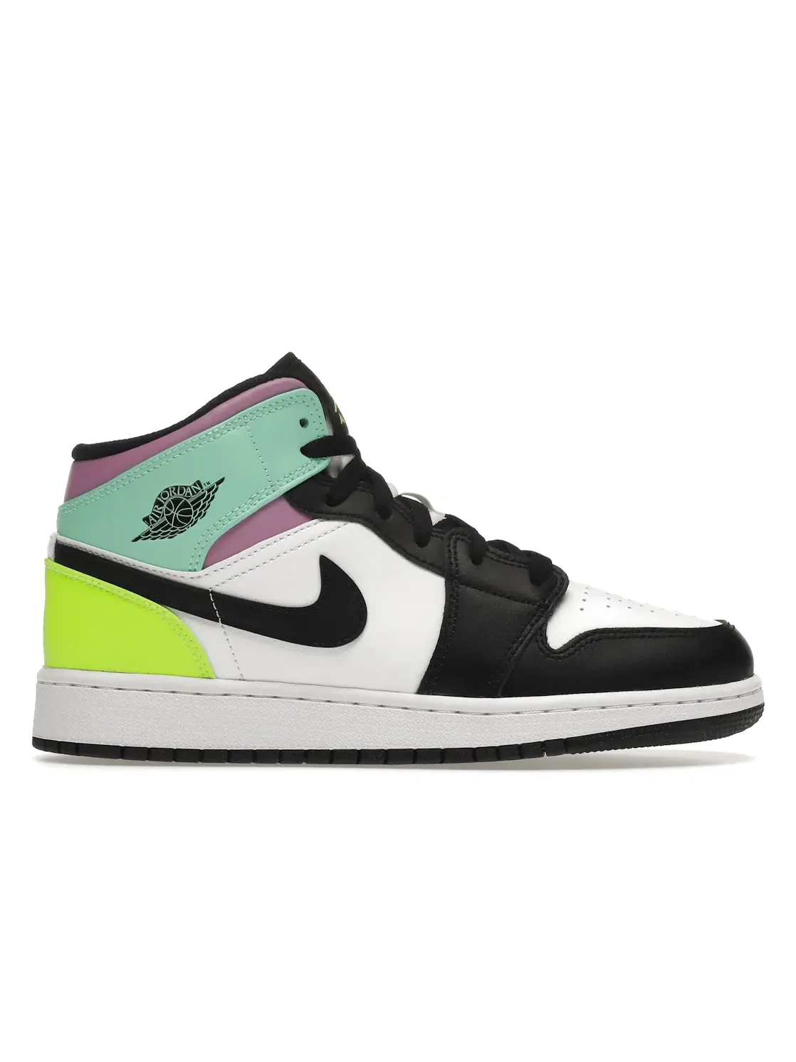 Детские кроссовки с контрастной расцветкой Jordan 1 Mid Jordan — изображение 1 из 4, белый/черный--зеленый