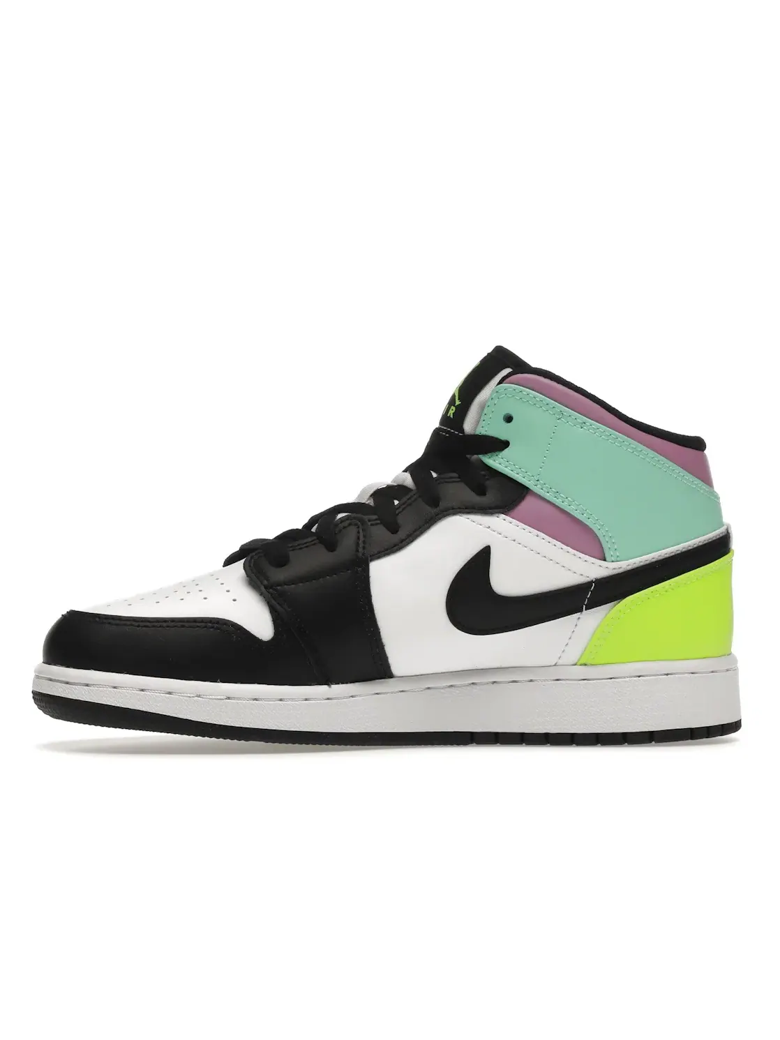 Детские кроссовки с контрастной расцветкой Jordan 1 Mid Jordan — изображение 3 из 4, белый/черный--зеленый