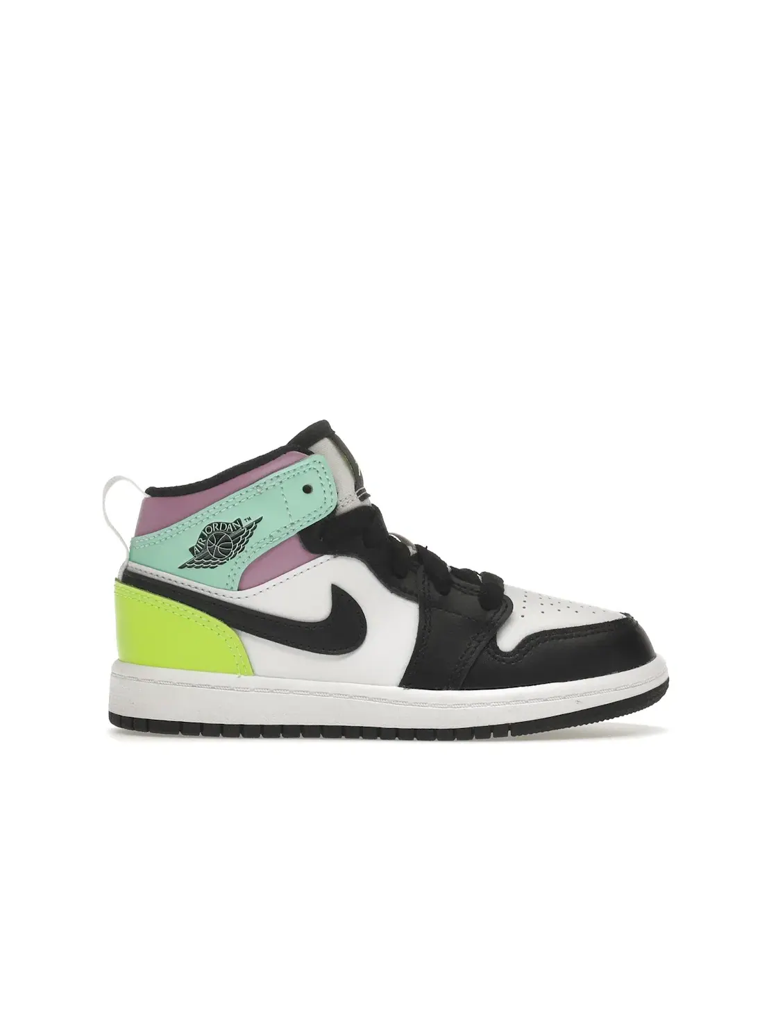 Детские кроссовки с кожаным верхом Jordan 1 Mid — изображение 1 из 4, белый/черный--зеленый