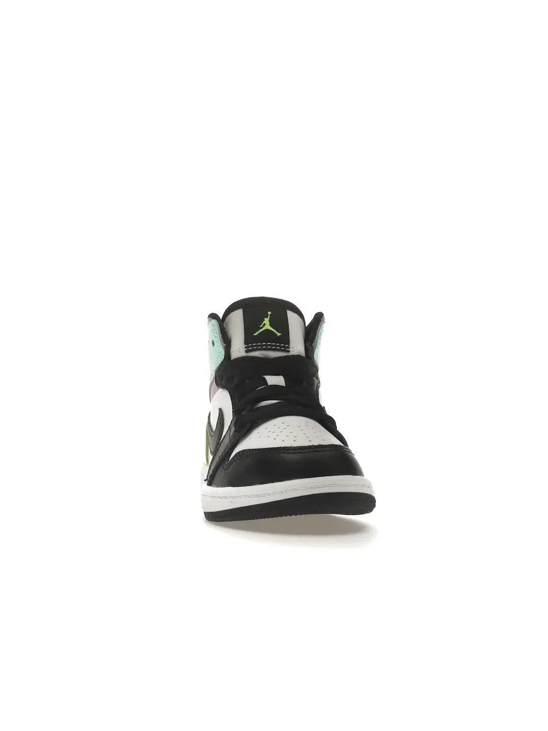 Детские кроссовки с кожаным верхом Jordan 1 Mid — изображение 2 из 4, белый/черный--зеленый
