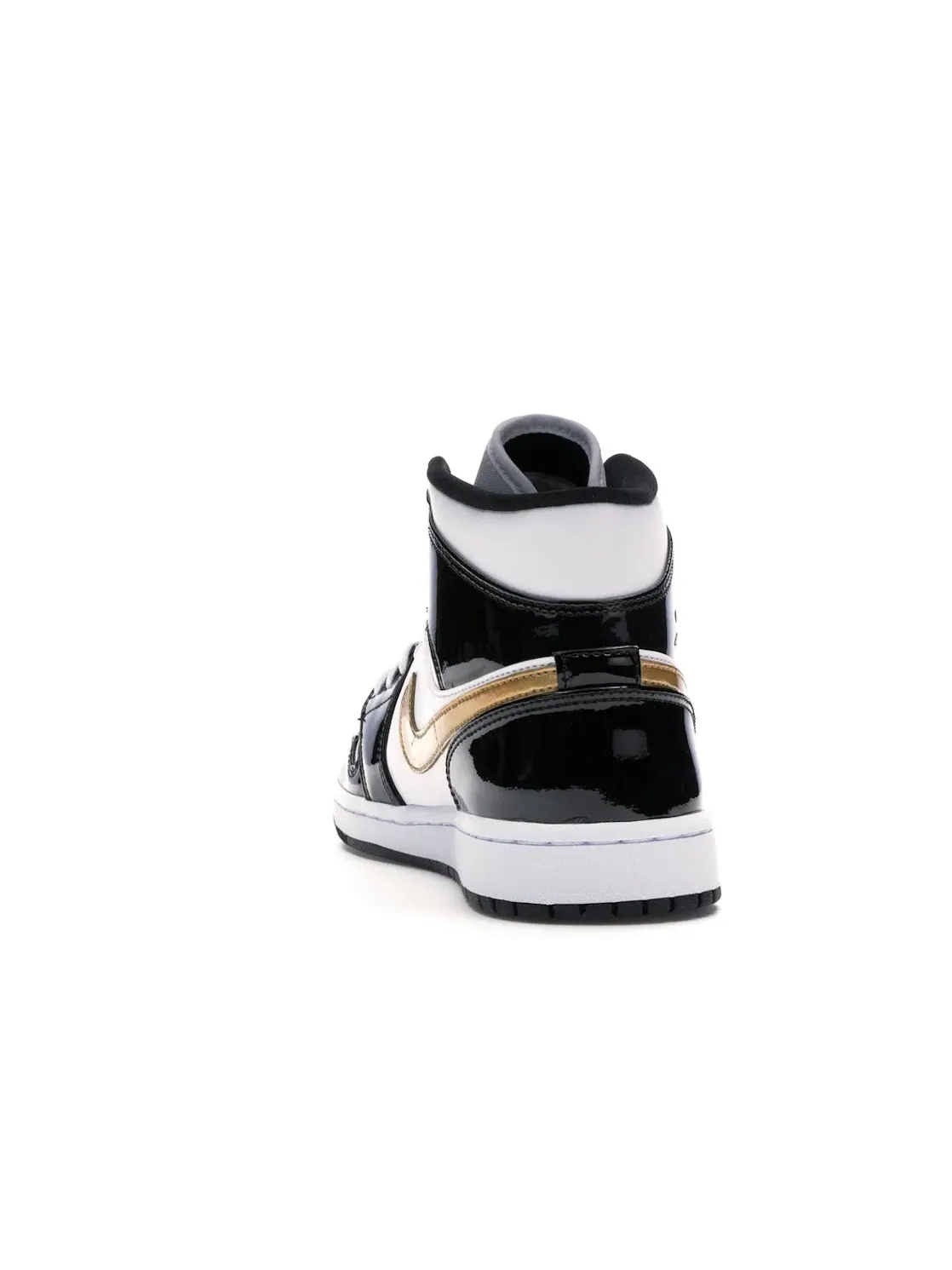 Мужские кроссовки с патентованной кожи Jordan 1 Mid Patent Black White Gold Jordan — изображение 4 из 4