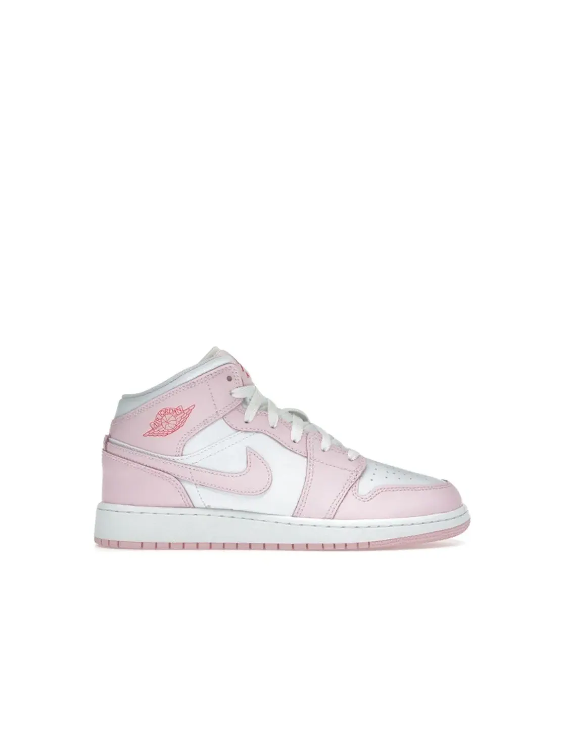 Детские кроссовки с ярким дизайном Jordan 1 Mid Pink Foam Fire Red (GS) Jordan — изображение 1 из 4, розовый/красный/белый