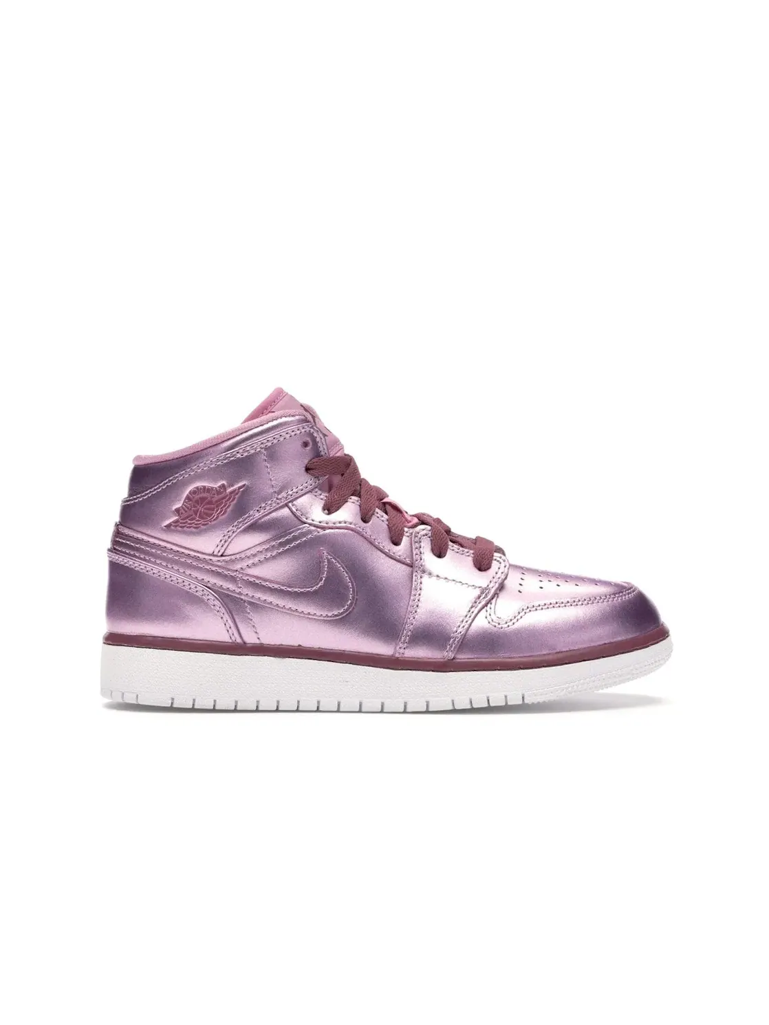 Детские кроссовки для девочек с перфорацией Jordan 1 Mid Jordan — изображение 1 из 4, розовый/белый-красный
