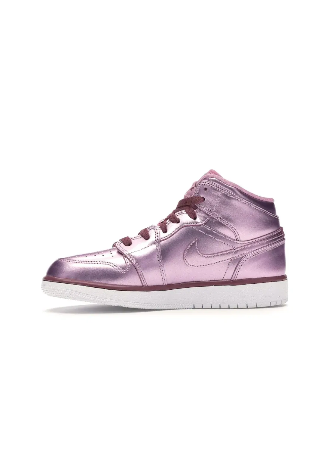 Детские кроссовки для девочек с перфорацией Jordan 1 Mid Jordan — изображение 3 из 4, розовый/белый-красный