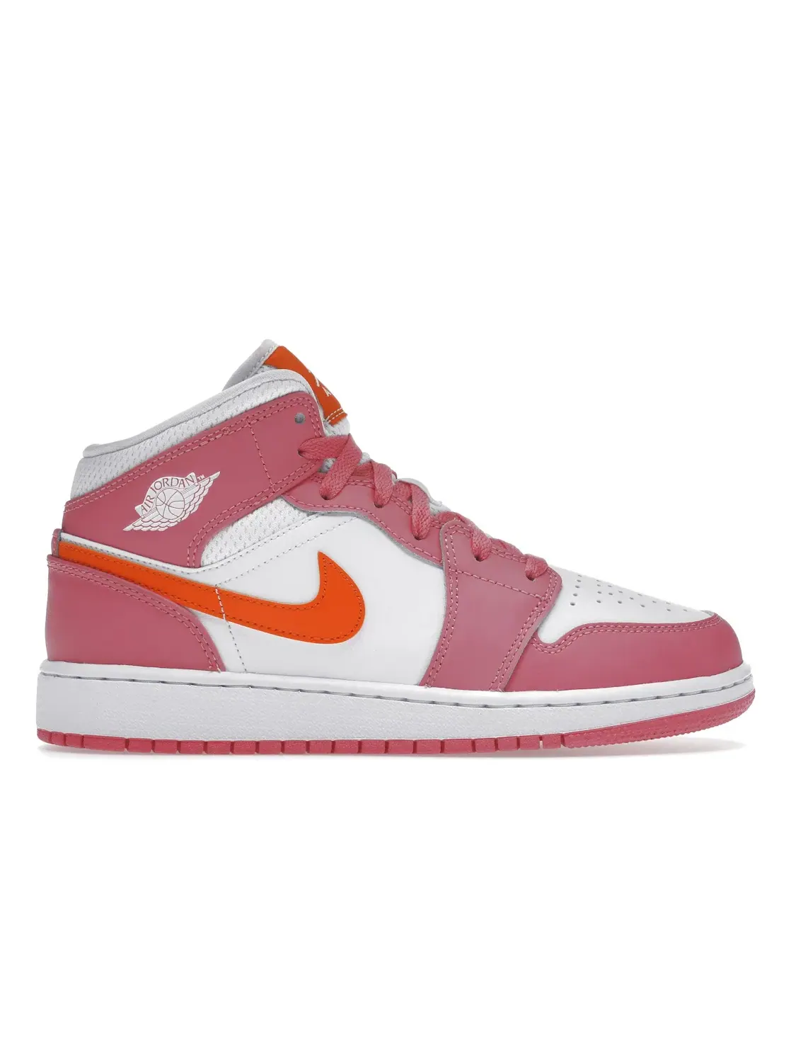 Детские кроссовки с перфорацией Jordan 1 Mid Jordan — изображение 1 из 4, оранжевый белый