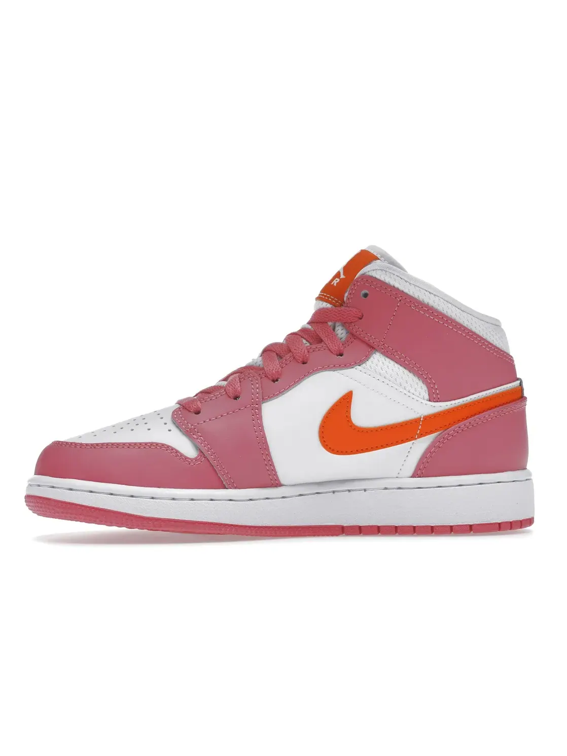 Детские кроссовки с перфорацией Jordan 1 Mid Jordan — изображение 3 из 4, оранжевый белый