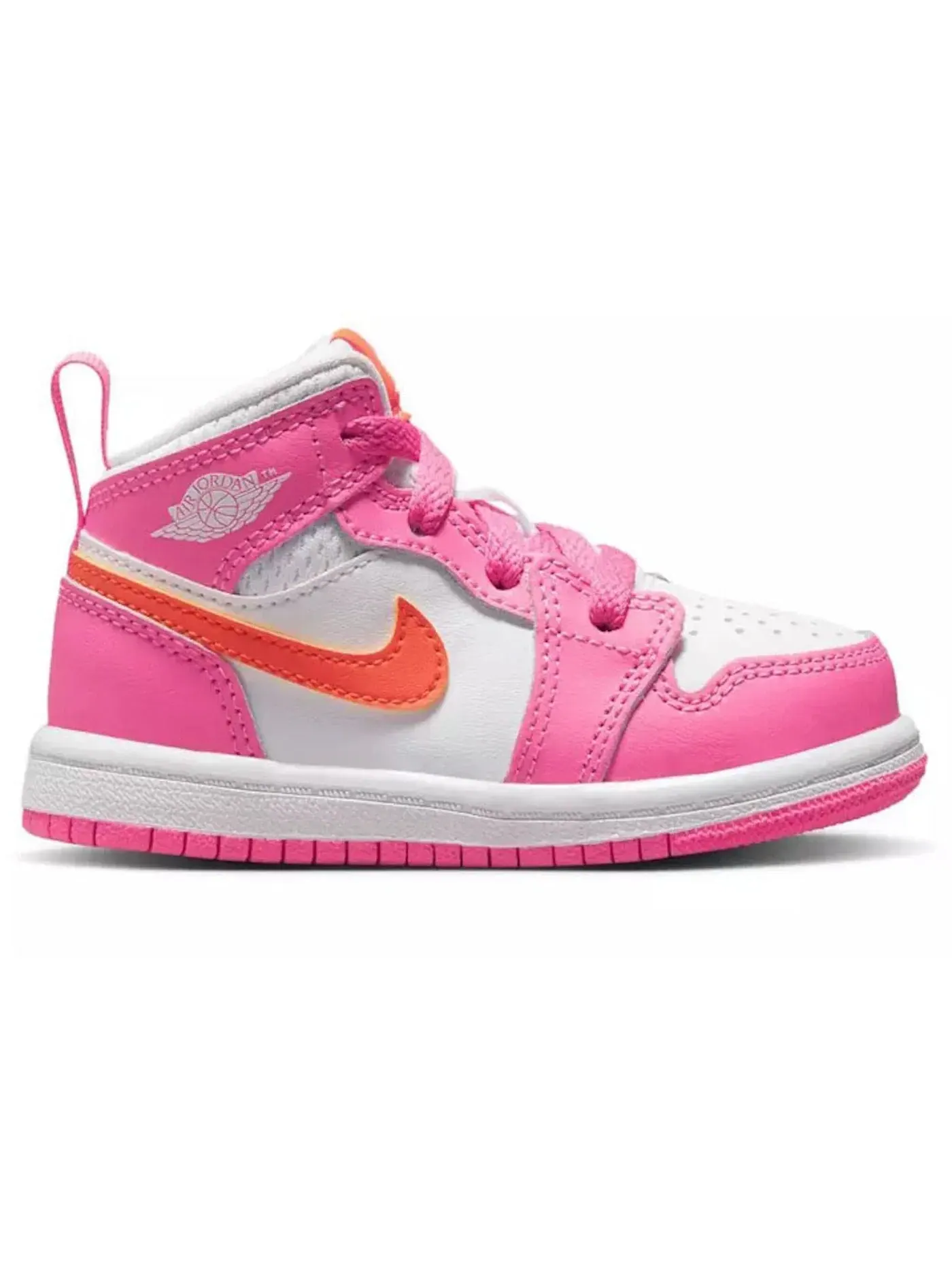 Детские кроссовки с принтом Jordan 1 Mid Pinksicle Safety Orange — изображение 1 из 1, белый/оранжевый