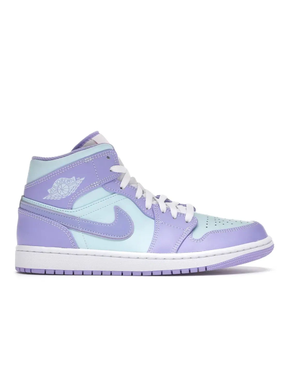 Мужские кроссовки с кожаным верхом Jordan 1 Mid — изображение 1 из 4, фиолетовый/голубой-белый