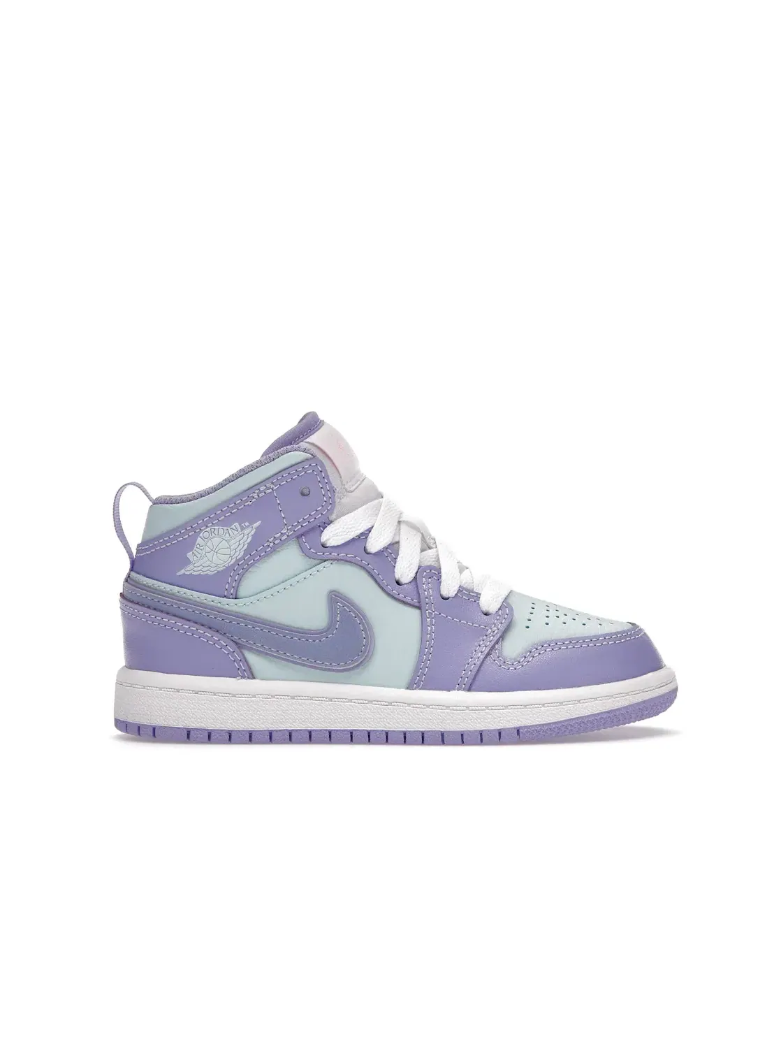 Детские кроссовки для мальчиков с контрастными накладками Jordan 1 Mid — изображение 1 из 4, фиолетовый