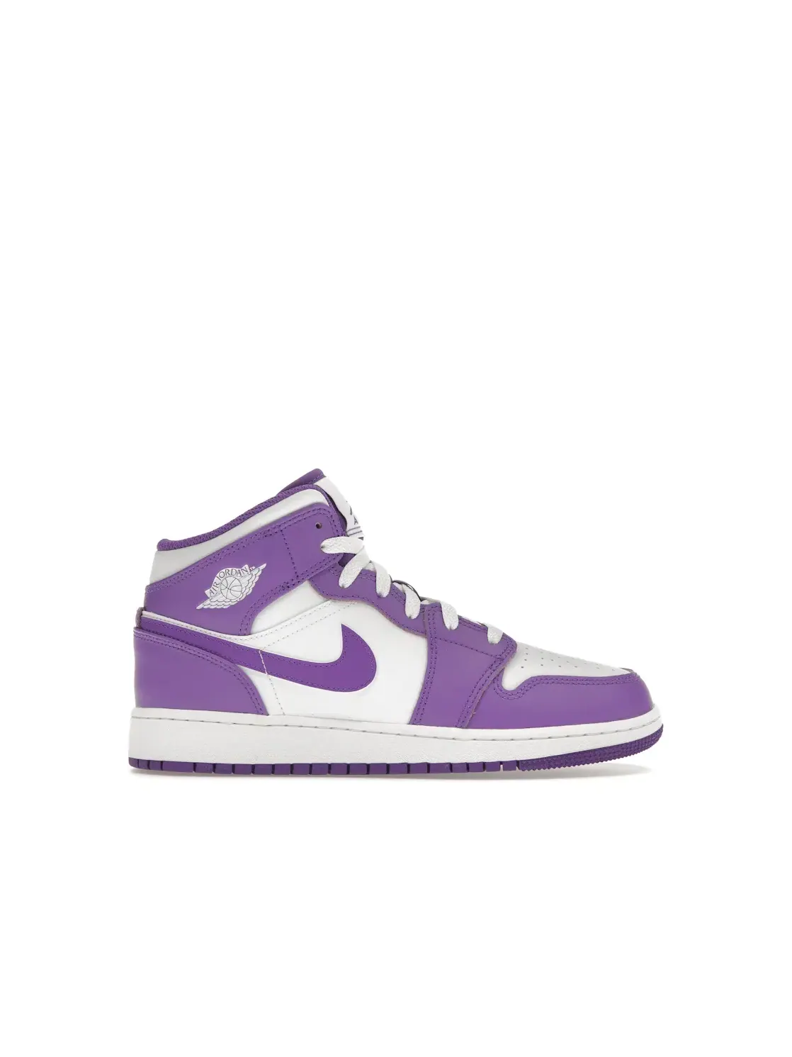Детские кроссовки с кожаным верхом Jordan 1 Mid — изображение 1 из 4, фиолетовый/белый