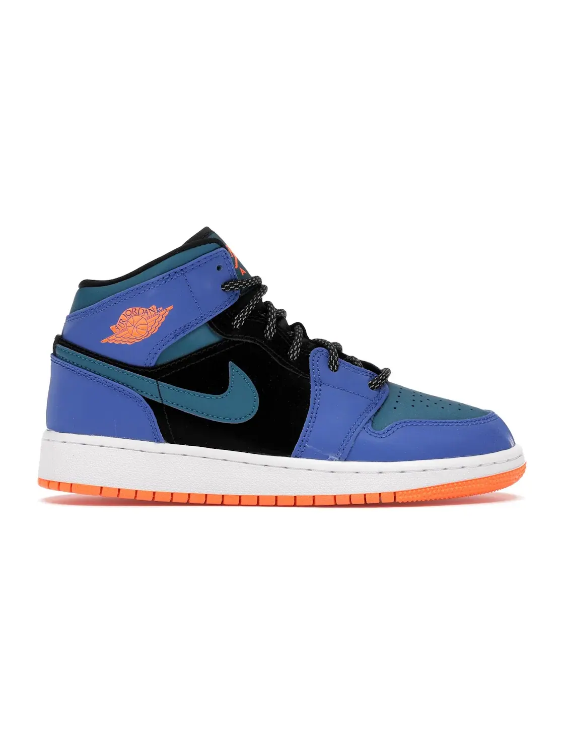 Детские кроссовки для мальчиков с замшевыми вставками Jordan 1 Mid Jordan — изображение 1 из 4, синий/зеленый-черный