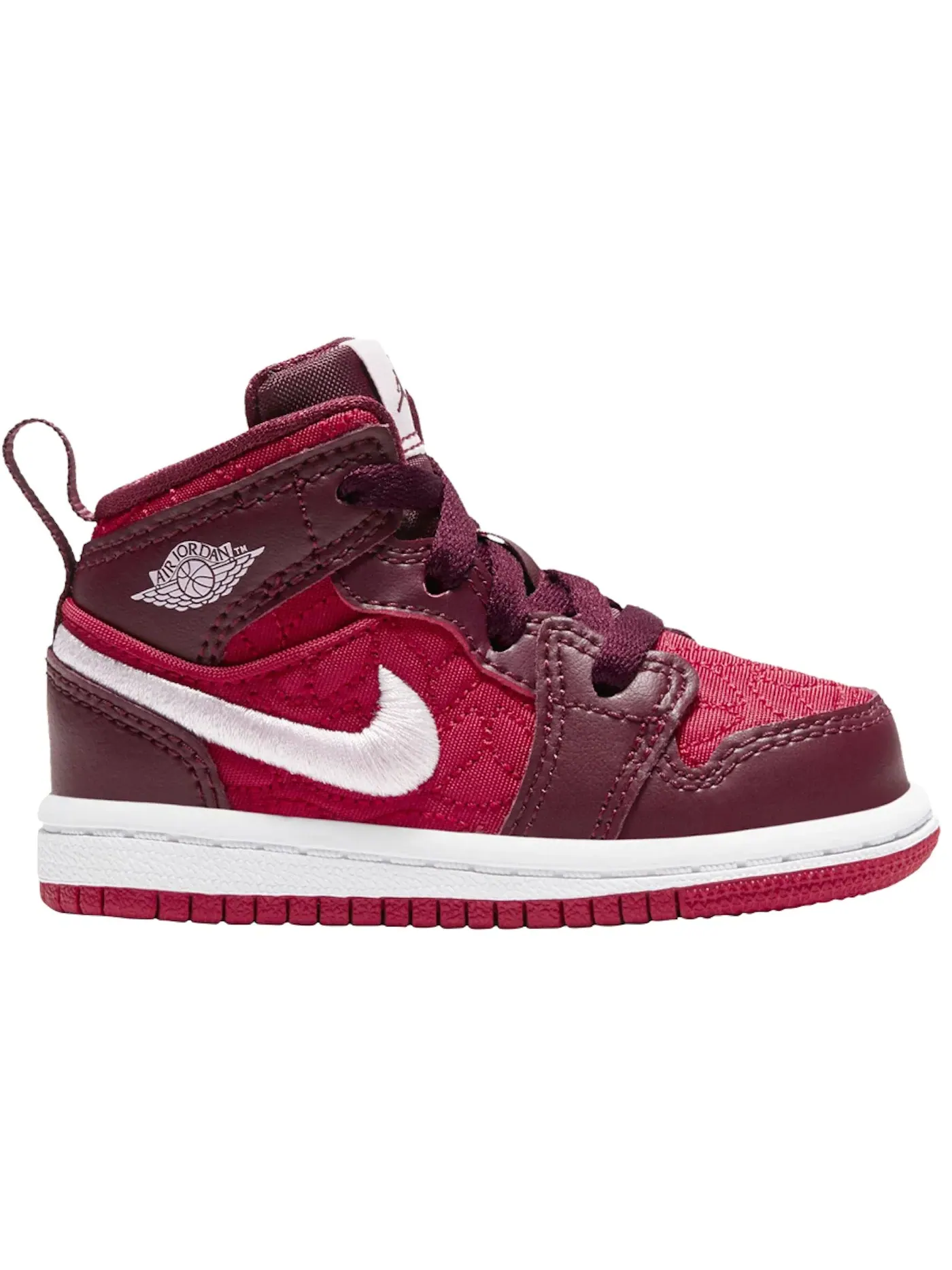 Детские кроссовки с длинным шнурованием Jordan 1 Mid Red Quilt Jordan — изображение 1 из 1, красный/розовый