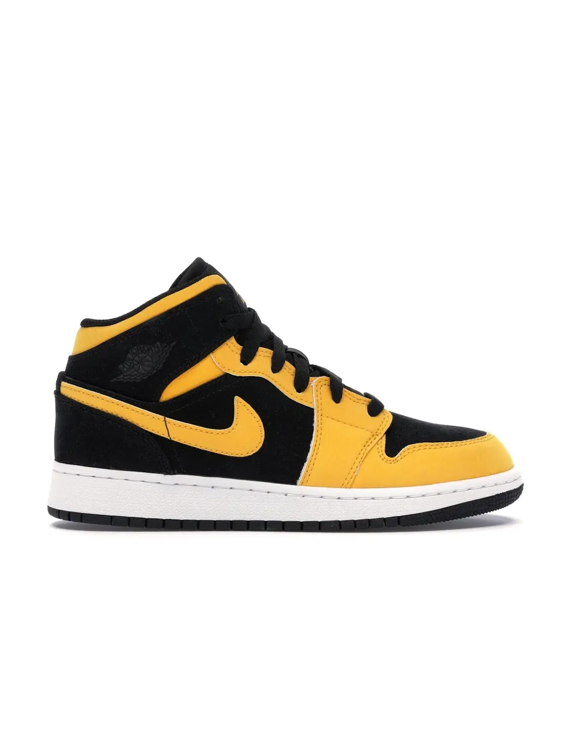 Детские кроссовки с кожаным верхом Jordan 1 Mid Reverse New Love Jordan — изображение 1 из 4, черный/золотистый-белый