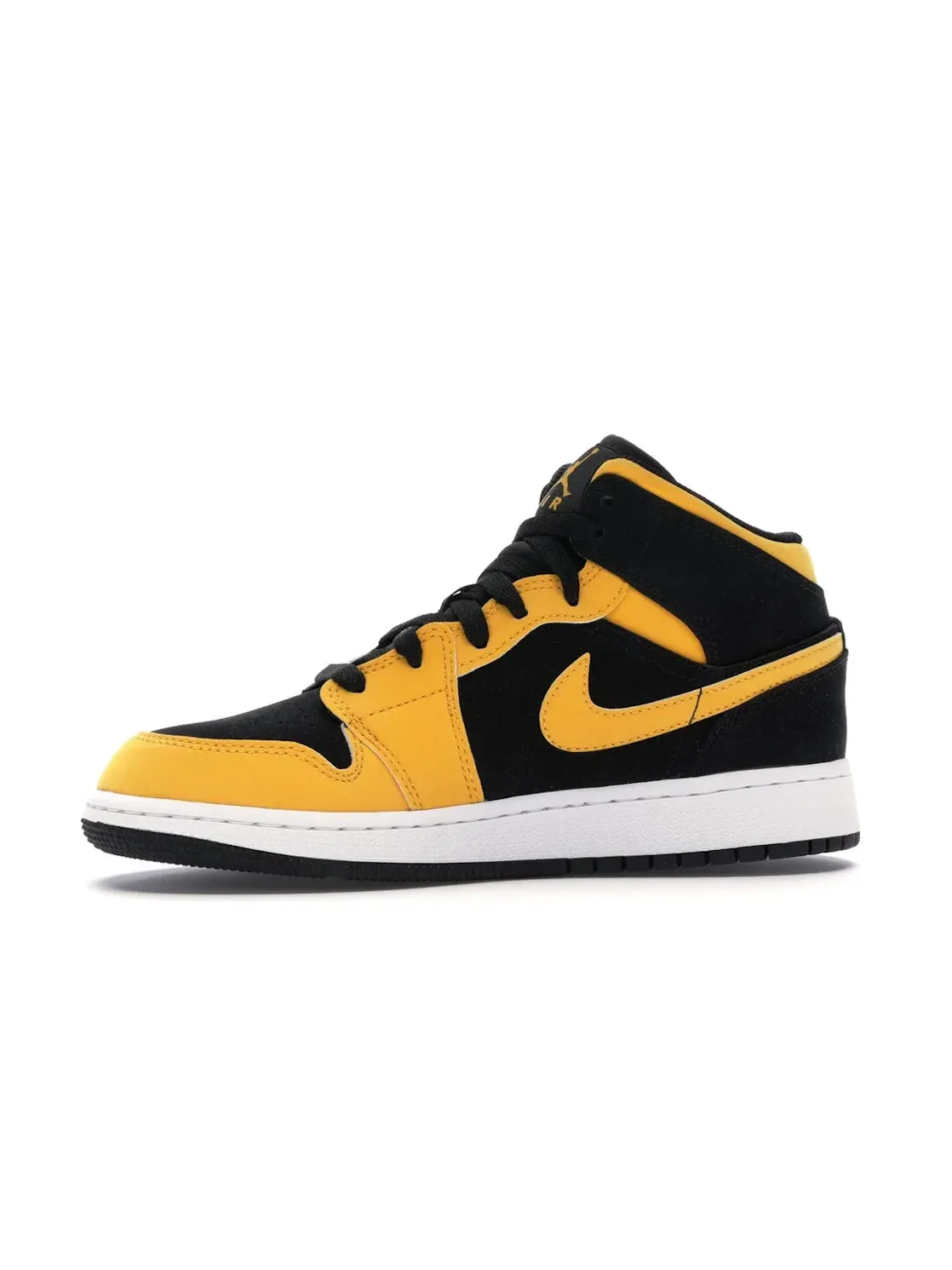 Детские кроссовки с кожаным верхом Jordan 1 Mid Reverse New Love Jordan — изображение 3 из 4, черный/золотистый-белый