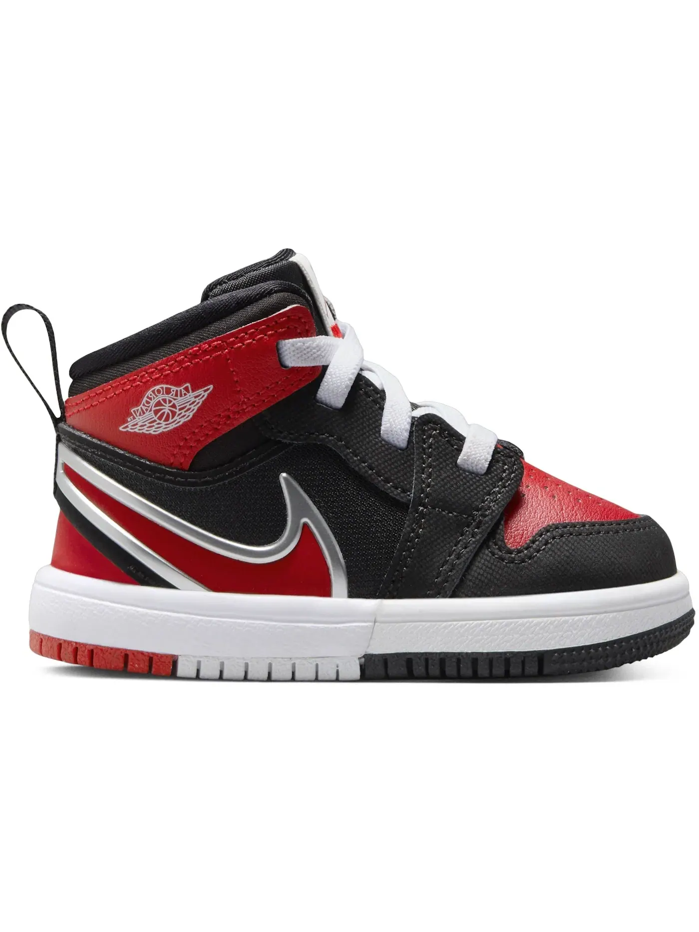 Детские кроссовки Lifestyle с принтом Jordan 1 Mid RM EasyOn Jordan — изображение 1 из 1, черный/белый/красный