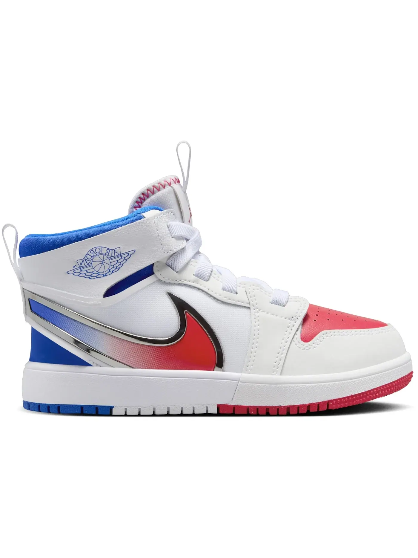 Детские кроссовки для мальчиков с повседневным стилем Jordan 1 Mid RM EasyOn Jordan — изображение 1 из 1, белый/синий/красный