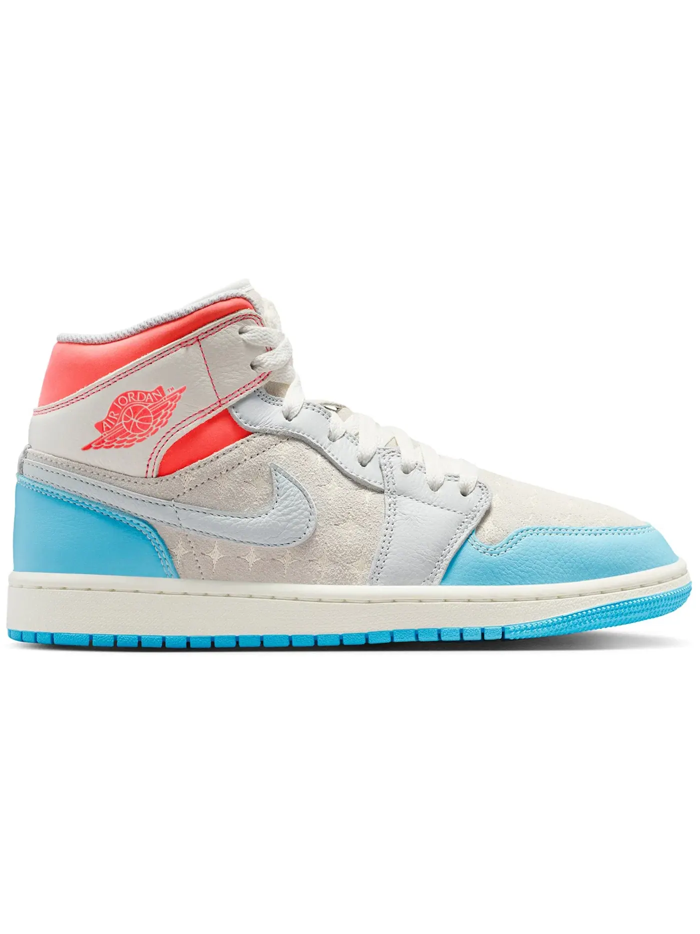 Женские кроссовки с высоким берцем Jordan 1 Mid Jordan Sail/Hot Lava/Muslin/Blue Chill — изображение 1 из 1