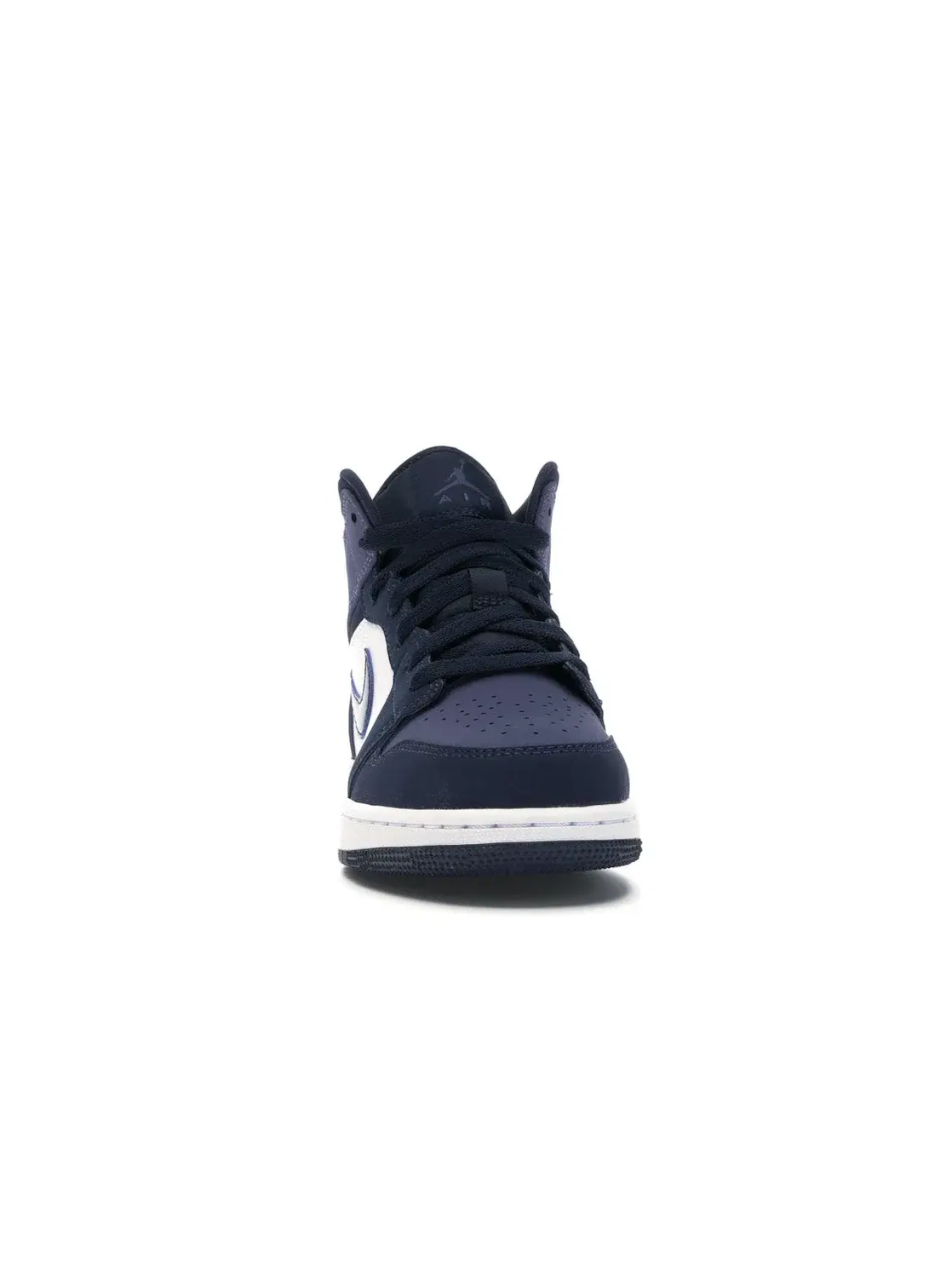 Детские кроссовки для мальчиков и девочек кожаные Jordan 1 Mid — изображение 2 из 4, фиолетовый-белый