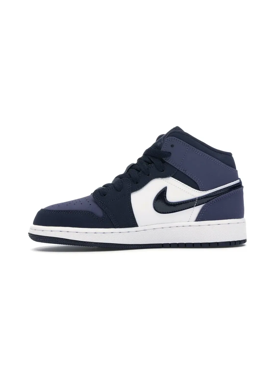 Детские кроссовки для мальчиков и девочек кожаные Jordan 1 Mid — изображение 3 из 4, фиолетовый-белый