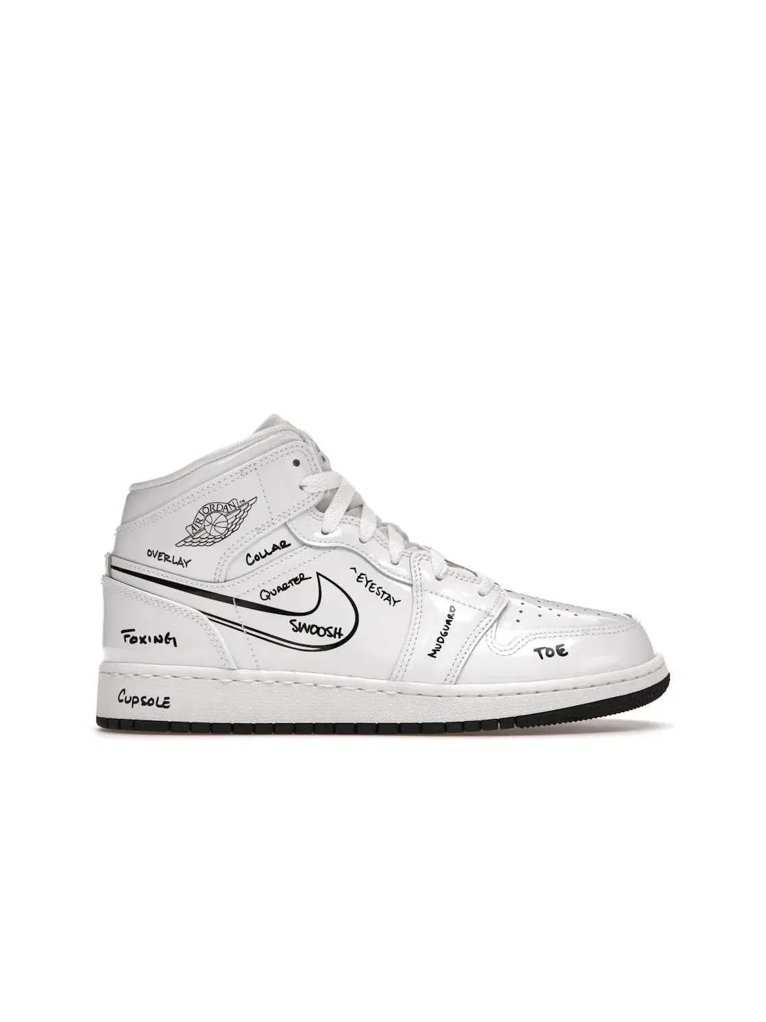 Детские кроссовки с принтом Jordan 1 Mid Jordan — изображение 1 из 4, белый/черный
