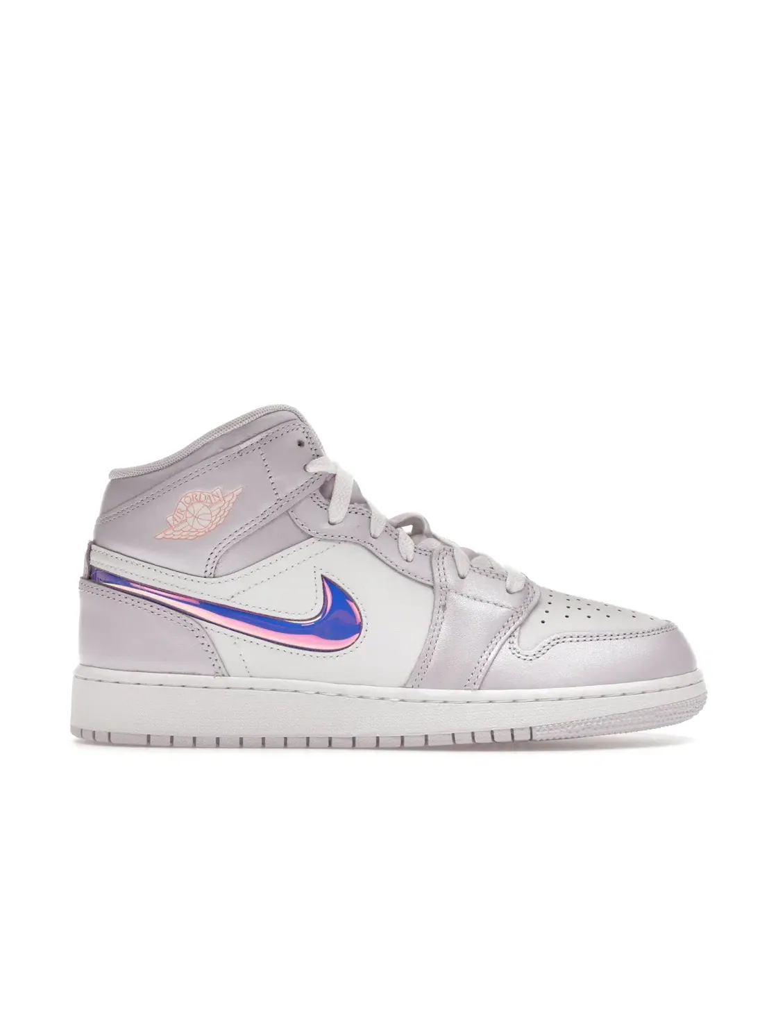 Детские кроссовки для девочек с принтом Jordan 1 Mid SE Jordan — изображение 1 из 4, белый/розовый