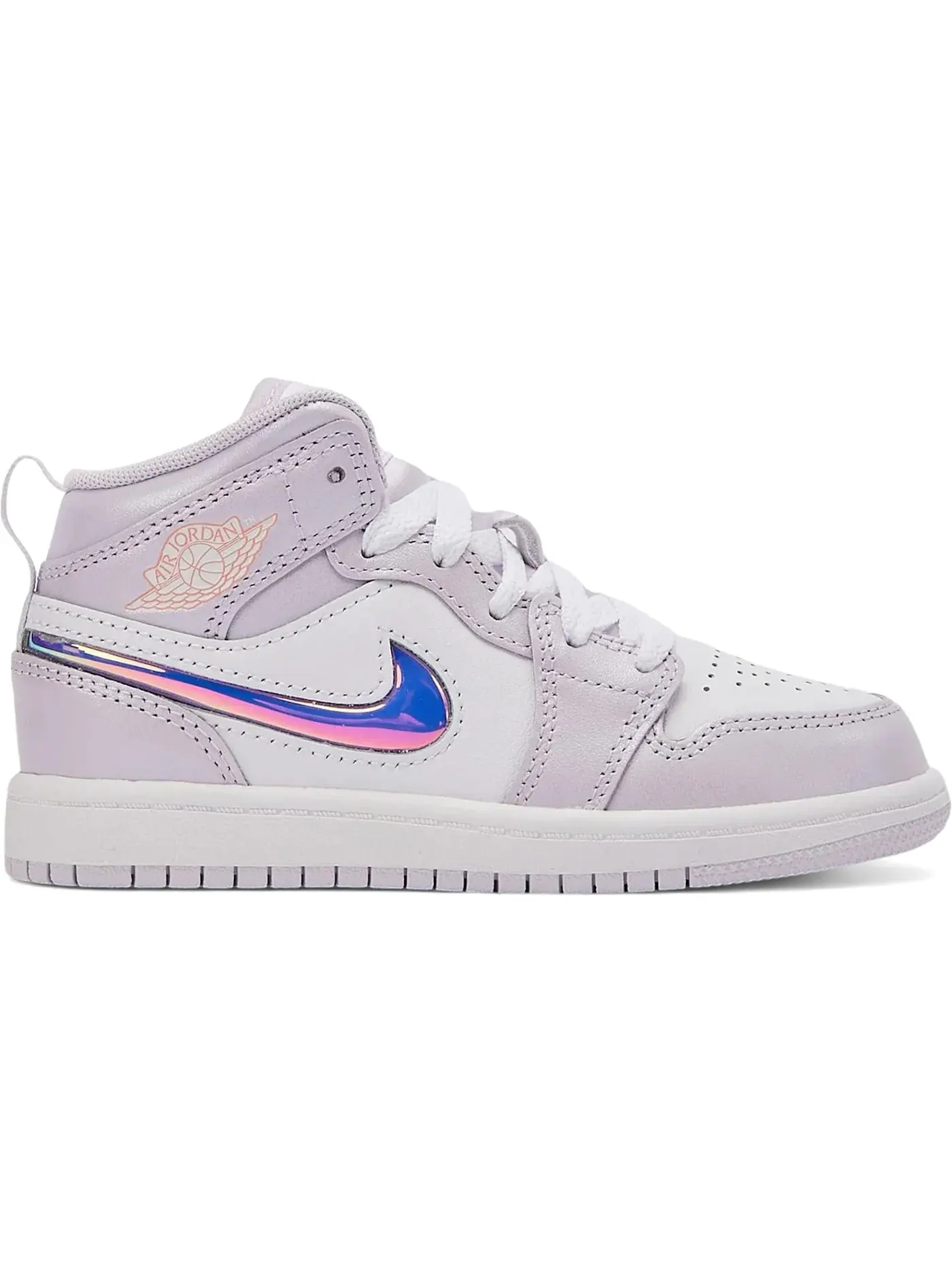 Детские кроссовки Lifestyle с принтом Jordan 1 Mid SE Jordan — изображение 1 из 1, белый/розовый