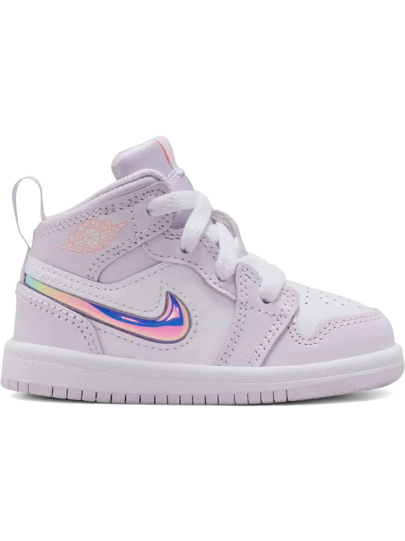 Детские кроссовки с иридисцентным логотипом Jordan 1 Mid SE Barely Grape Iridescent Swoosh TD Jordan — изображение 1 из 1