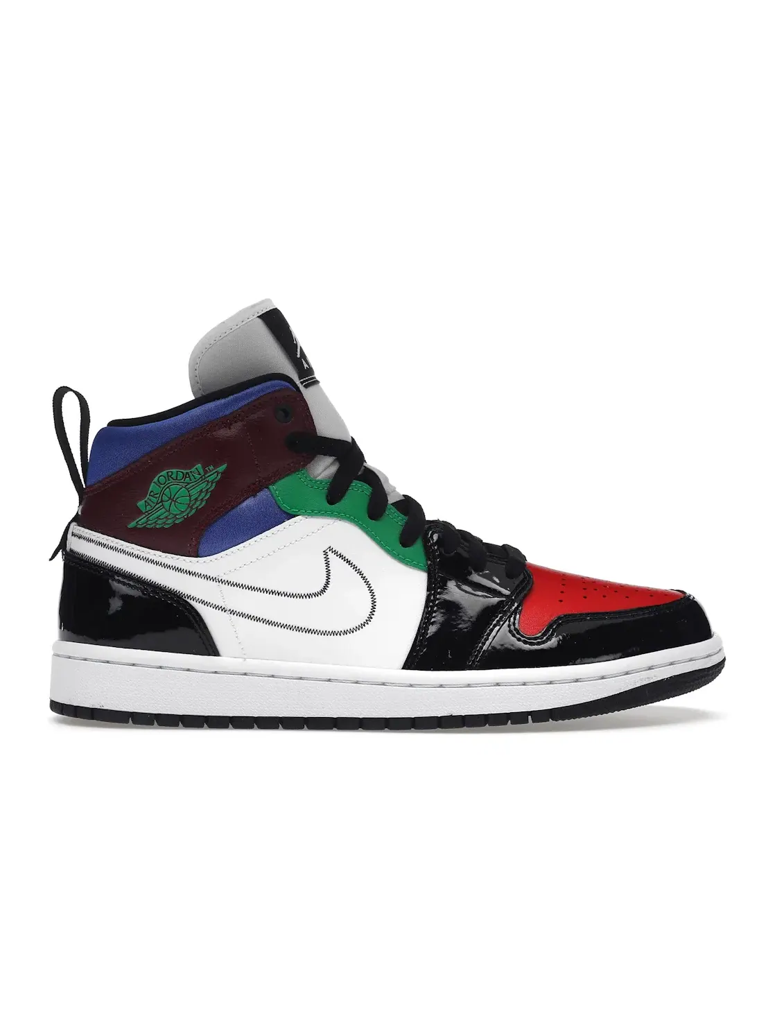 Женские кроссовки Lifestyle с перфорированной кожей Jordan 1 Mid Jordan — изображение 1 из 4, черный/белый-красный