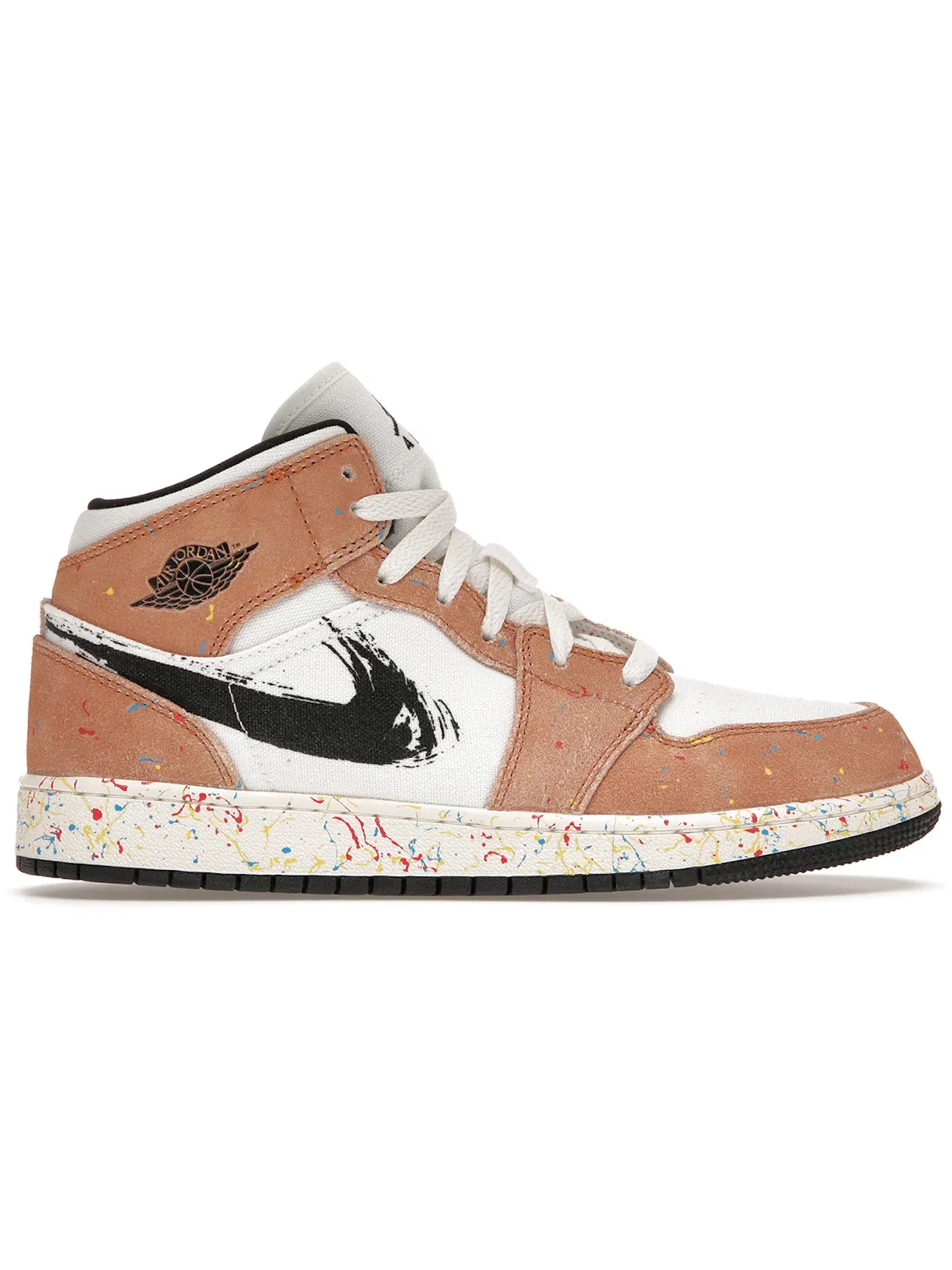 Детские кроссовки Lifestyle с принтом Jordan 1 Mid SE Brushstroke — изображение 1 из 1, черный--красный