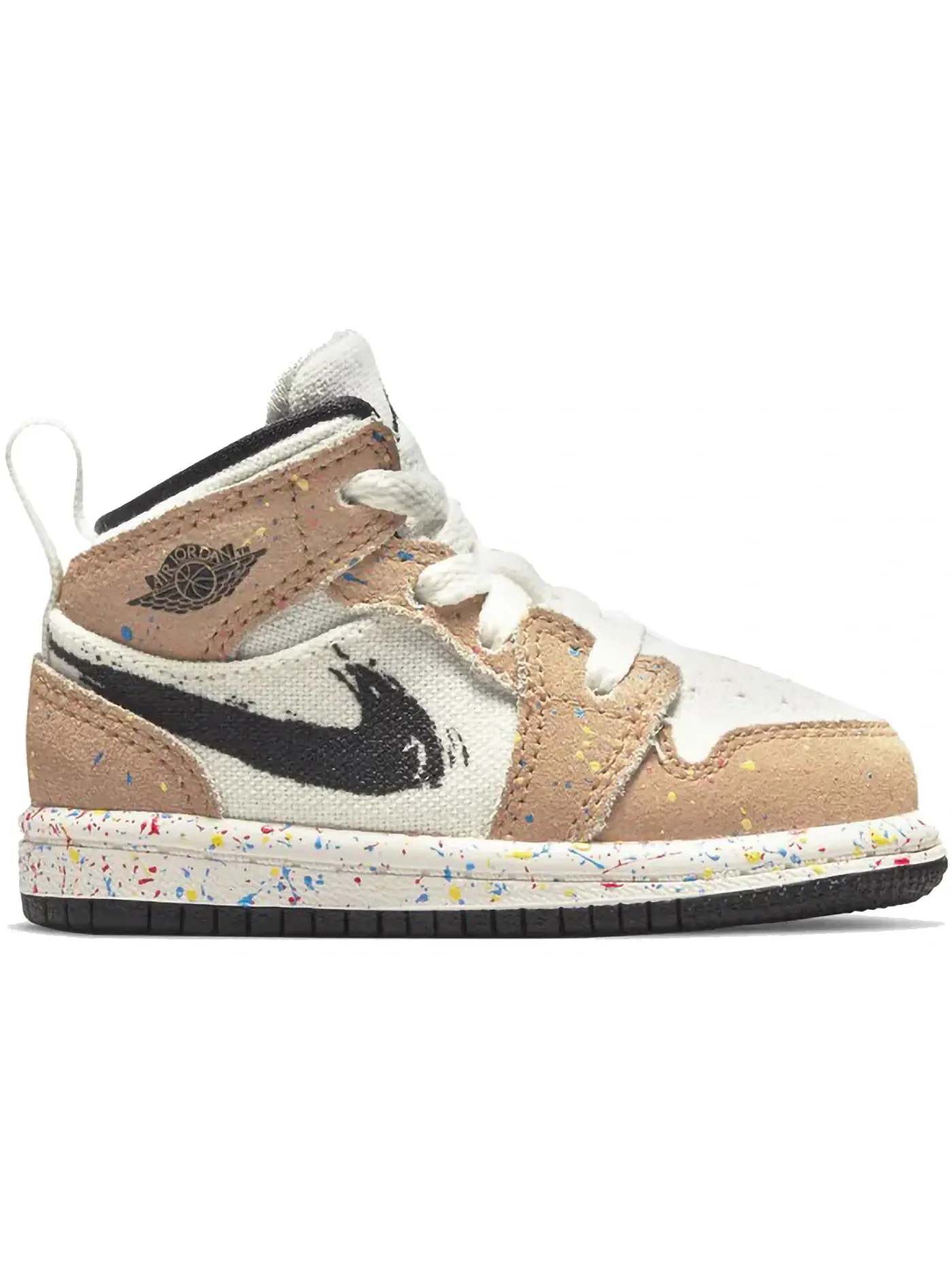 Детские кроссовки с принтом Jordan 1 Mid SE Brushstroke Jordan — изображение 1 из 1, красный/черный