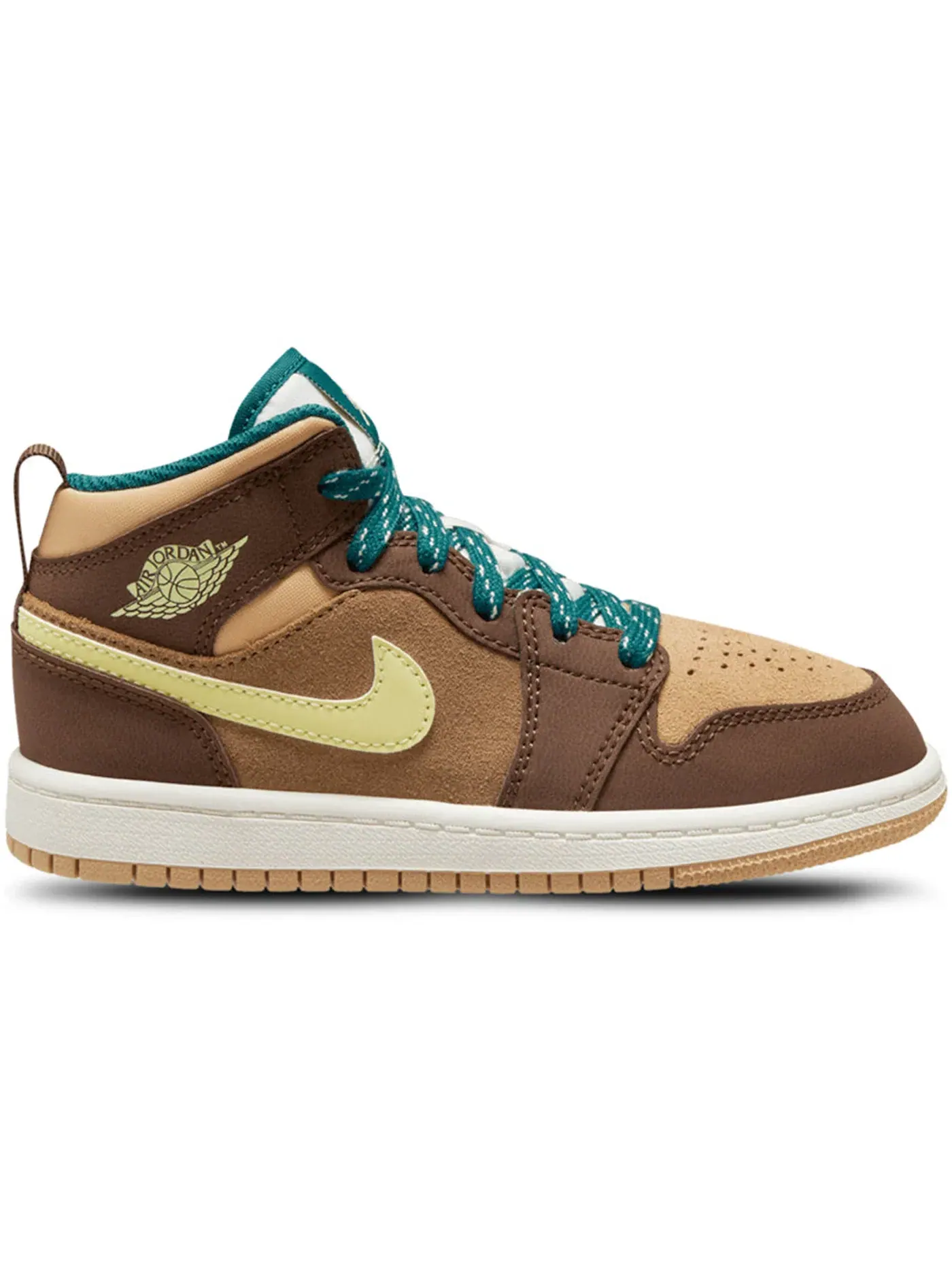 Детские кроссовки Lifestyle Jordan 1 Mid SE Jordan — изображение 1 из 1, зеленый-коричневый