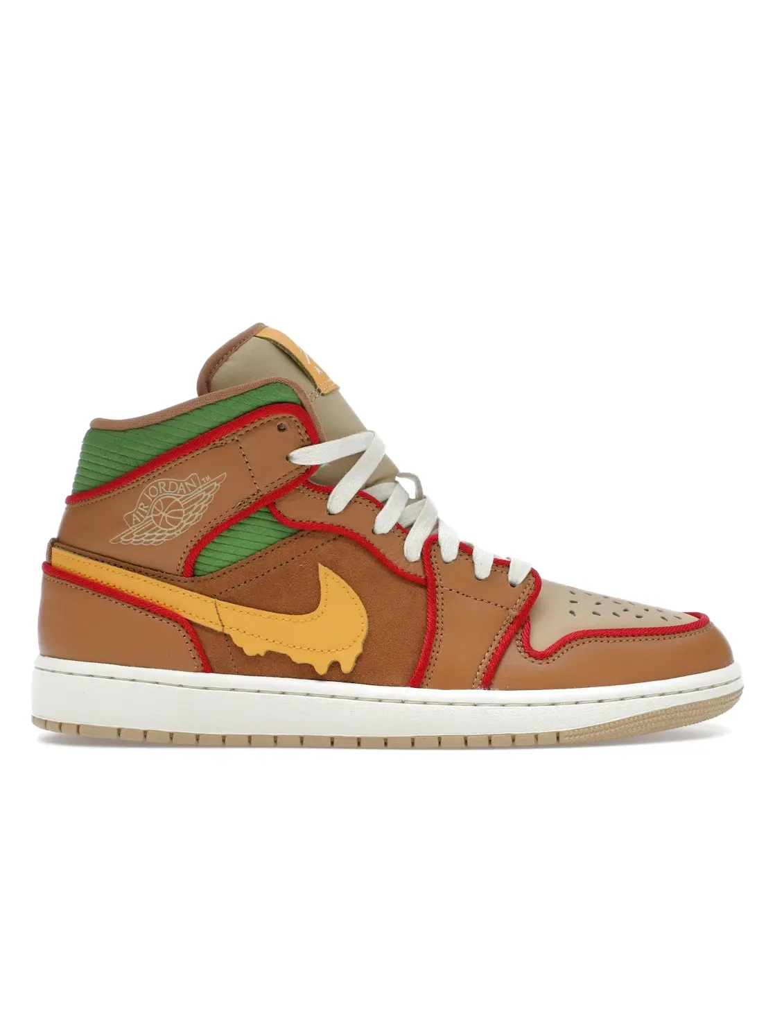 Мужские кроссовки Lifestyle с принтом Jordan 1 Mid SE Cheeseburger Jordan — изображение 1 из 3, золотистый