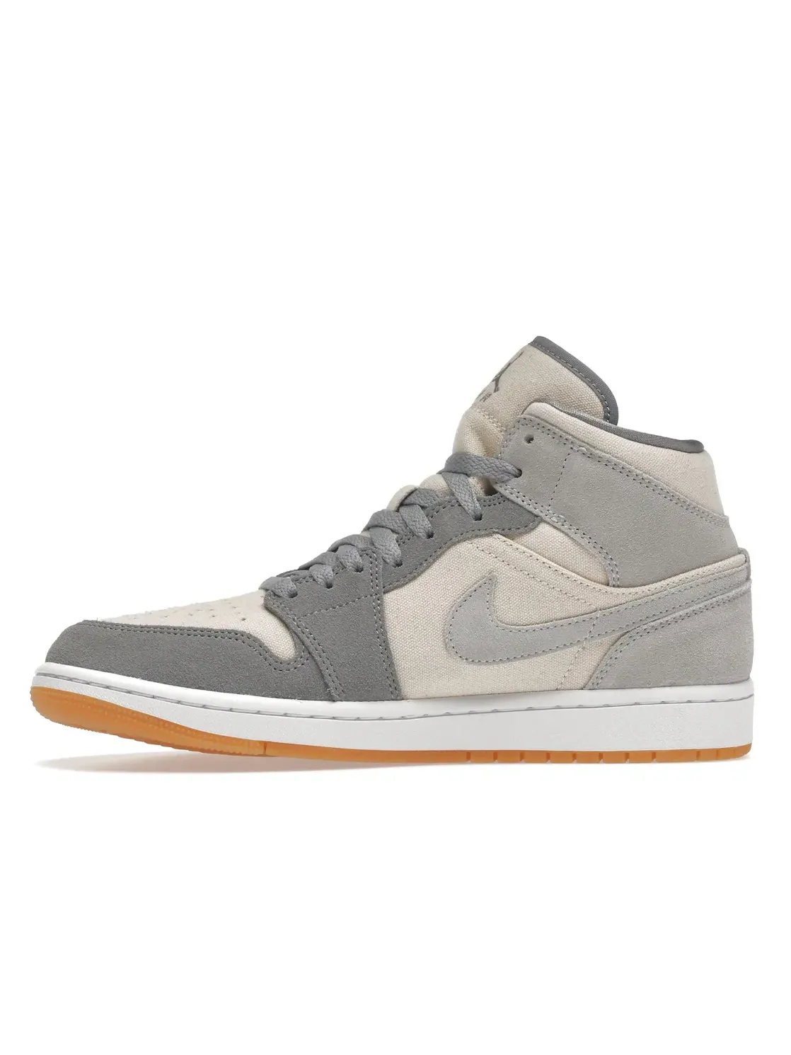 Мужские кроссовки с канвасом и замшей Jordan 1 Mid SE Jordan — изображение 3 из 4, серый-белый-желтый