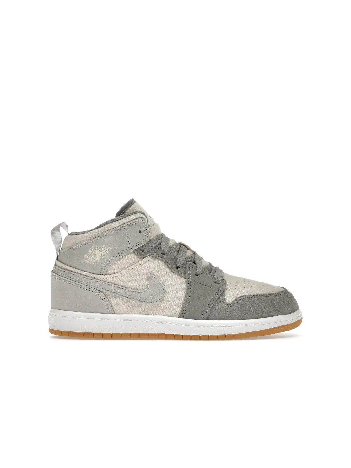 Детские кроссовки Lifestyle с канвасом и замшей Jordan 1 Mid SE — изображение 1 из 4, серый белый