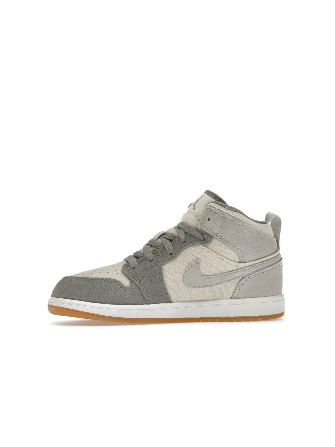 Детские кроссовки Lifestyle с канвасом и замшей Jordan 1 Mid SE — изображение 3 из 4, серый белый