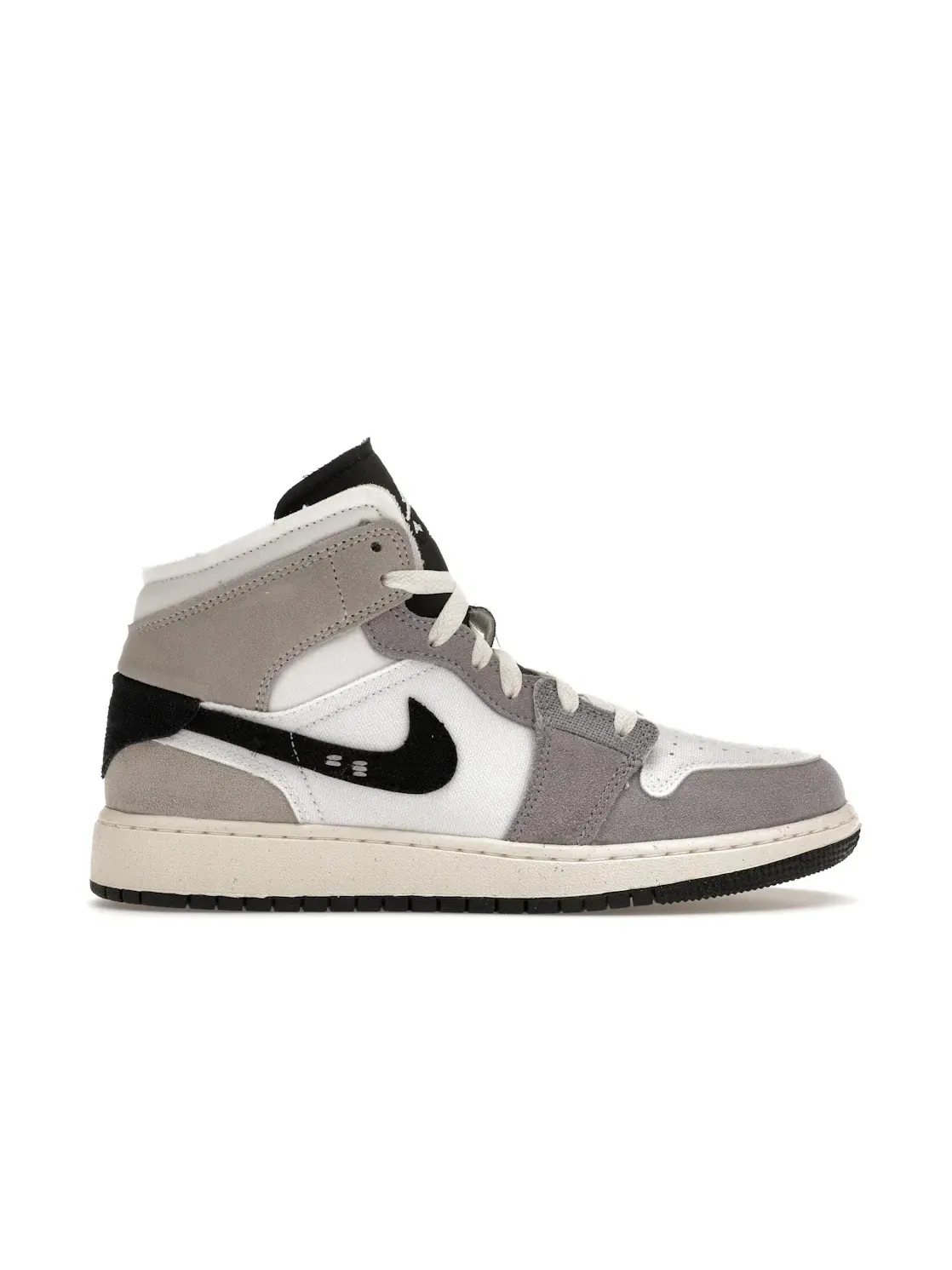 Детские кроссовки Lifestyle из текстурированных материалов Jordan 1 Mid SE Craft White Cement Grey Black GS