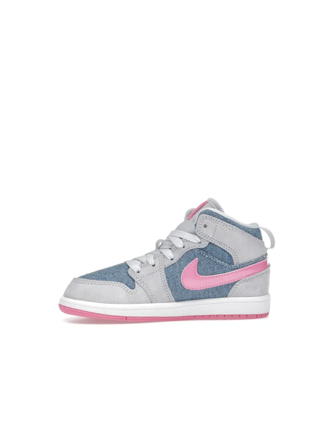Детские кроссовки Lifestyle Jordan 1 Mid SE Denim Sequin Jordan — изображение 3 из 4, белый/розовый