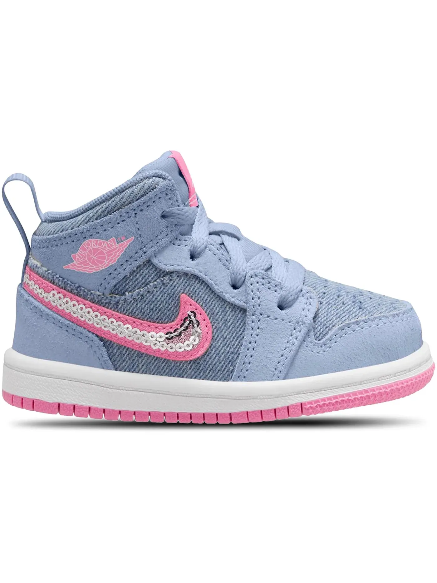 Детские кроссовки с принтом Jordan 1 Mid SE Jordan — изображение 1 из 1, белый/розовый