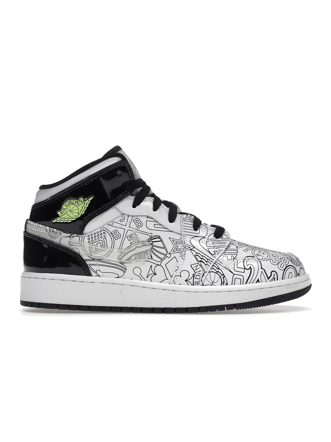 Детские кроссовки с принтом Jordan 1 Mid SE DIY Jordan — изображение 1 из 4, белый/белый-черный