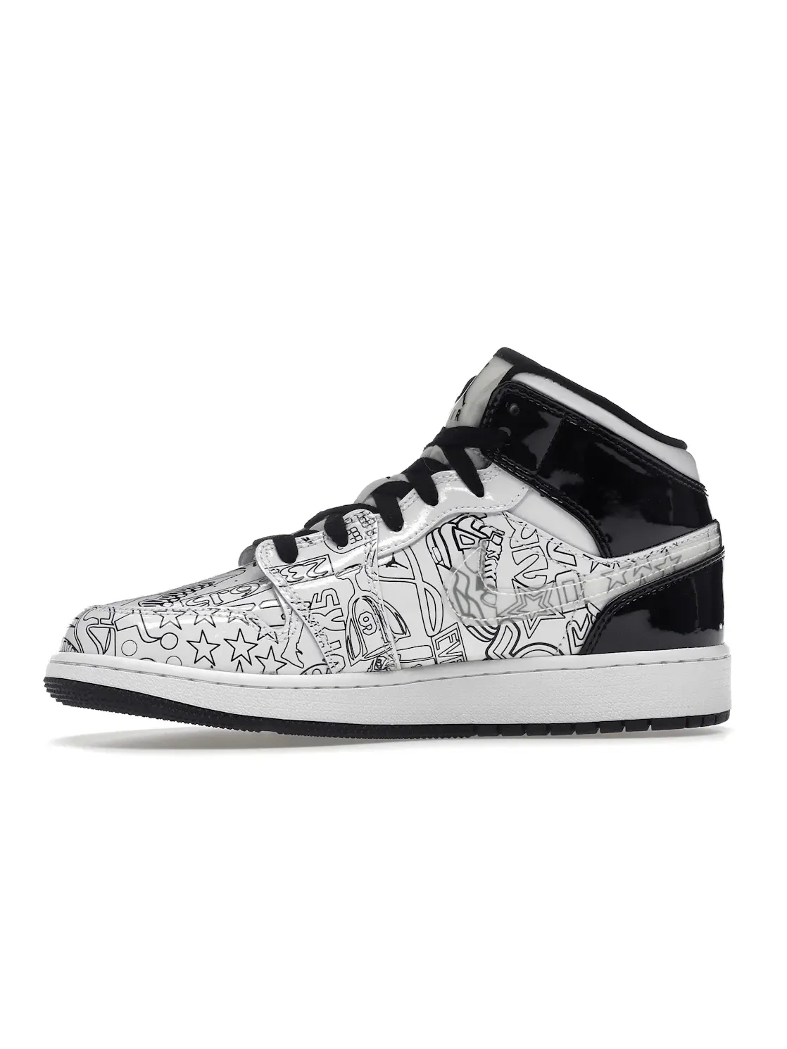 Детские кроссовки с принтом Jordan 1 Mid SE DIY Jordan — изображение 3 из 4, белый/белый-черный