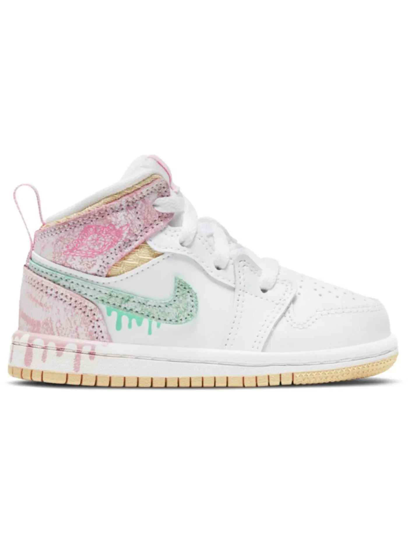 Детские кроссовки Lifestyle с принтом Jordan 1 Mid SE Ice Cream (TD) Jordan — изображение 1 из 1, белый//бледный/зеленый