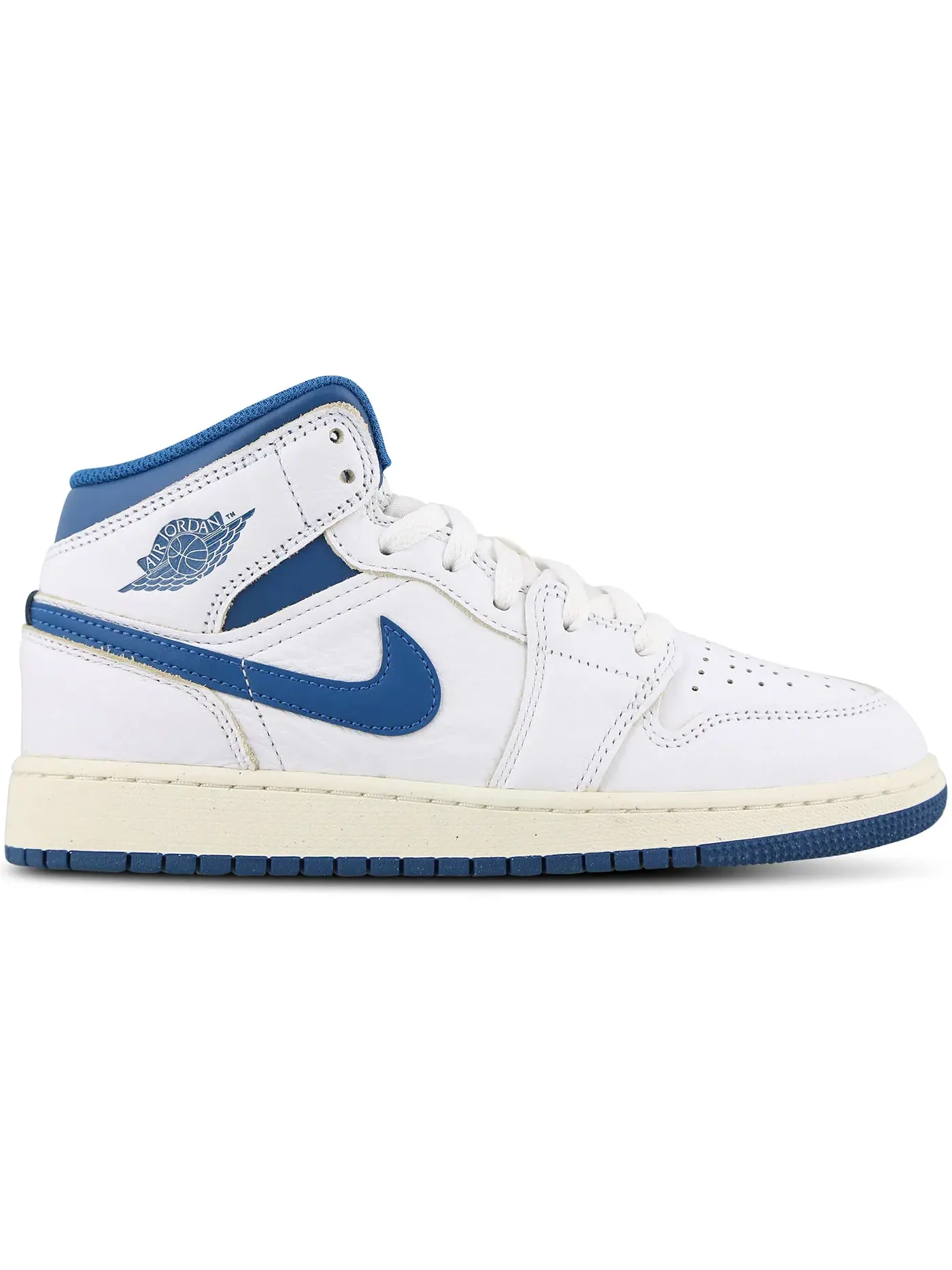 Детские кроссовки для мальчиков с кожаным верхом Jordan 1 Mid SE Jordan — изображение 1 из 1, белый//синий