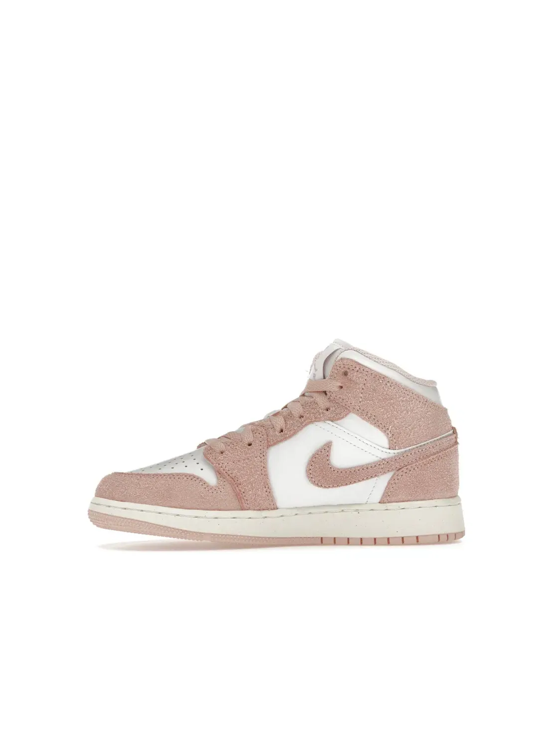 Детские кроссовки Lifestyle с принтом Jordan 1 Mid SE Jordan — изображение 3 из 4, белый розовый