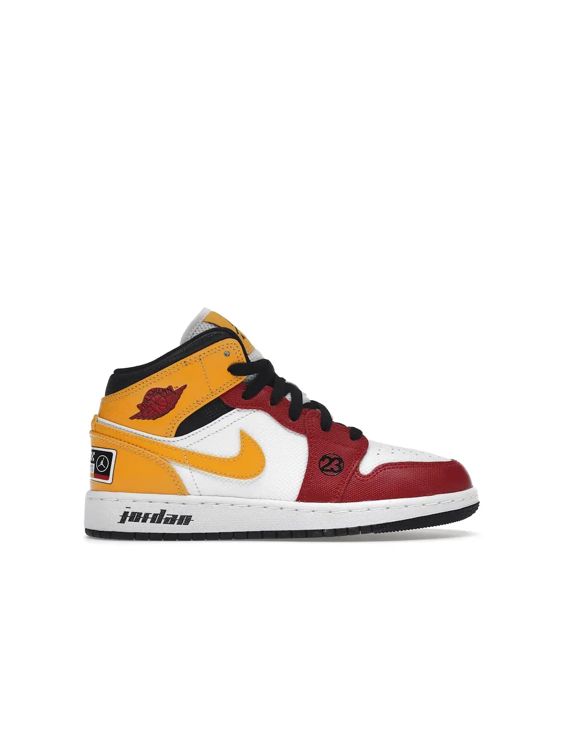 Детские кроссовки Lifestyle с цветовой блокировкой Jordan 1 Mid SE Jordan — изображение 1 из 4, белый/красный/желтый