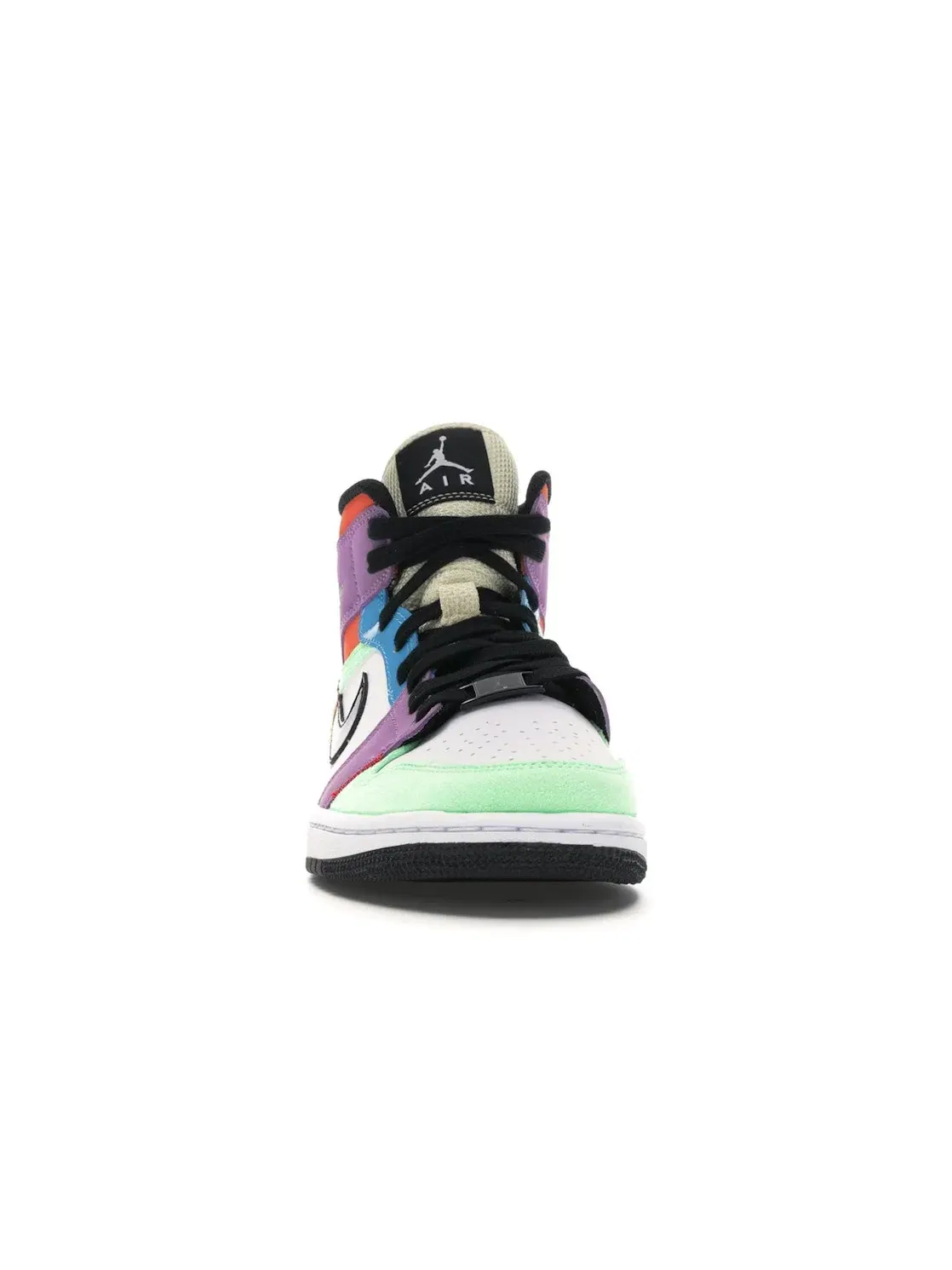 Женские кроссовки с цветочным принтом Jordan 1 Mid SE Multi-Color Jordan — изображение 2 из 4, белый/черный--оранжевый