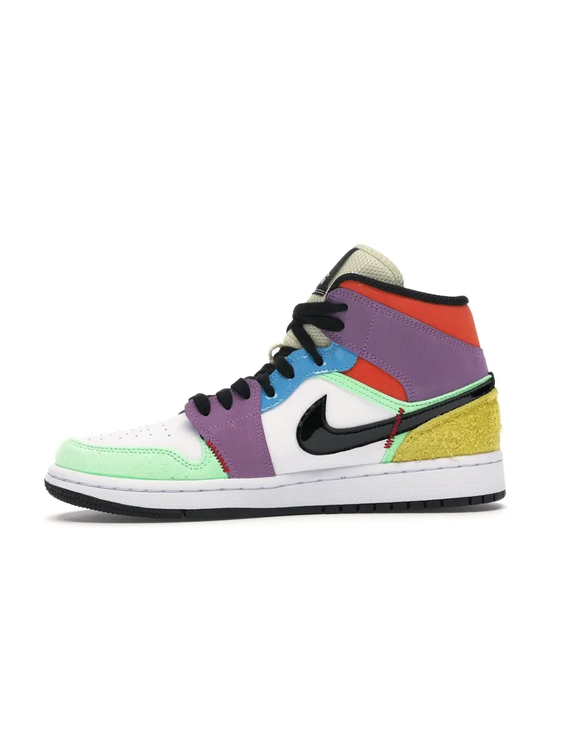 Женские кроссовки с цветочным принтом Jordan 1 Mid SE Multi-Color Jordan — изображение 3 из 4, белый/черный--оранжевый
