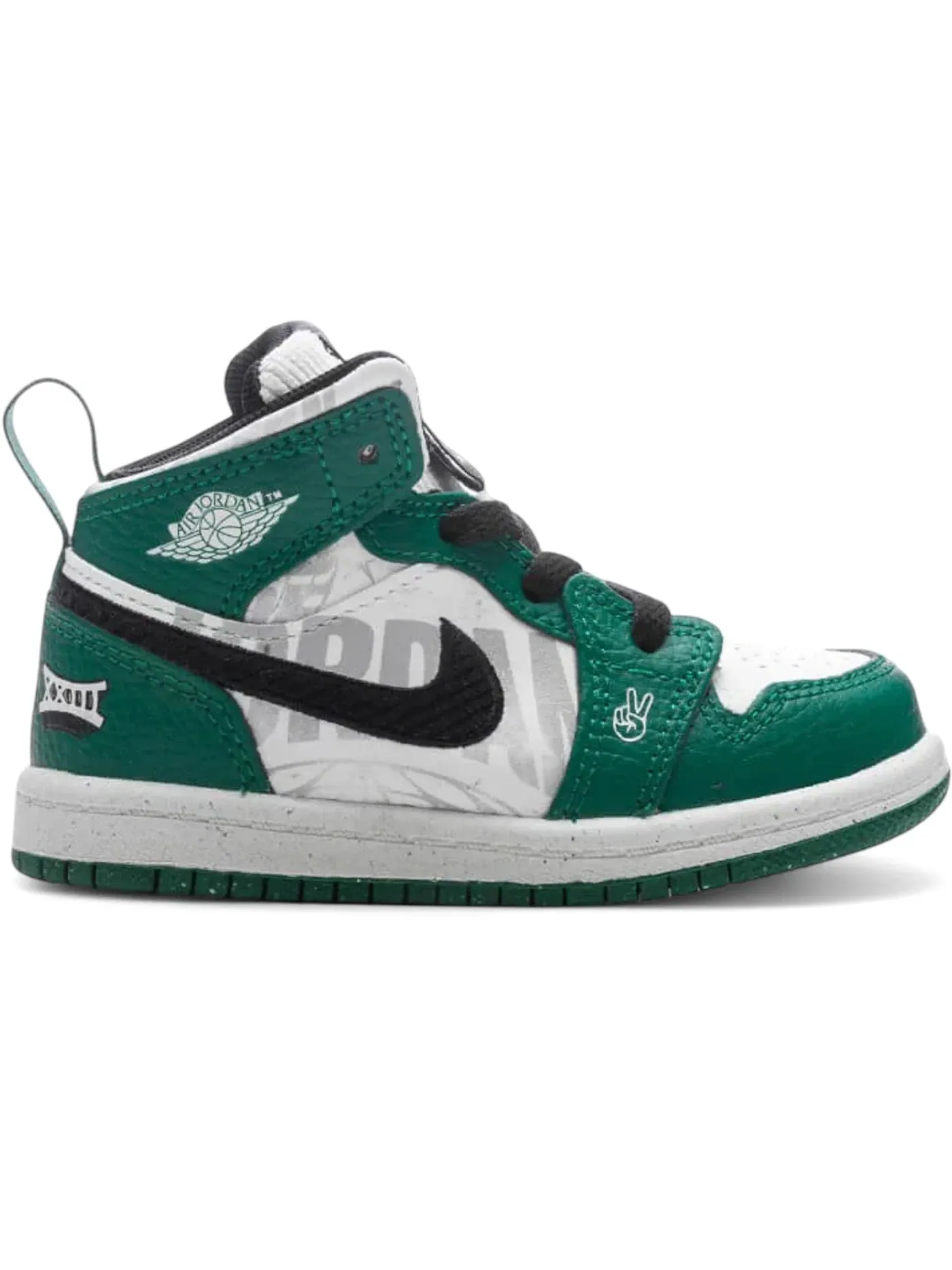 Детские кроссовки Lifestyle с принтом Jordan 1 Mid SE Jordan — изображение 1 из 1, зеленый/черный/оранжевый