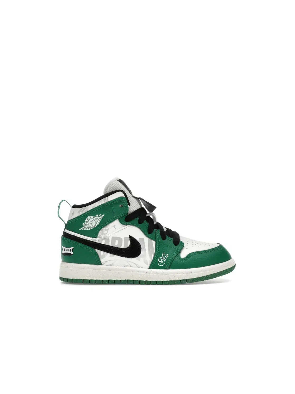 Детские кроссовки Lifestyle Jordan 1 Mid SE Overbranded (PS) — изображение 1 из 4, зеленый/черный/оранжевый